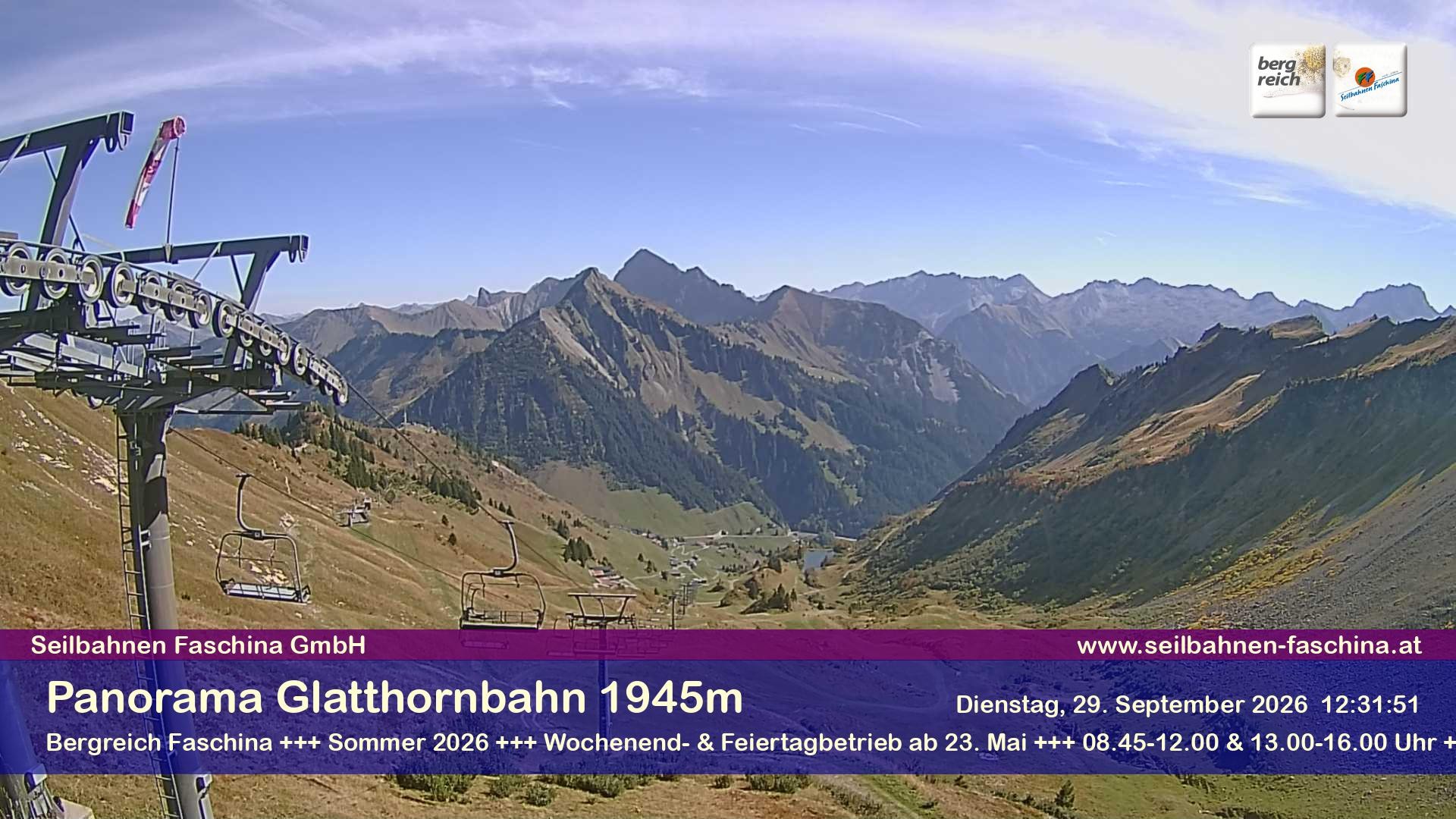 Archiv Foto Webcam Panoramablick von der Glatthornbahn