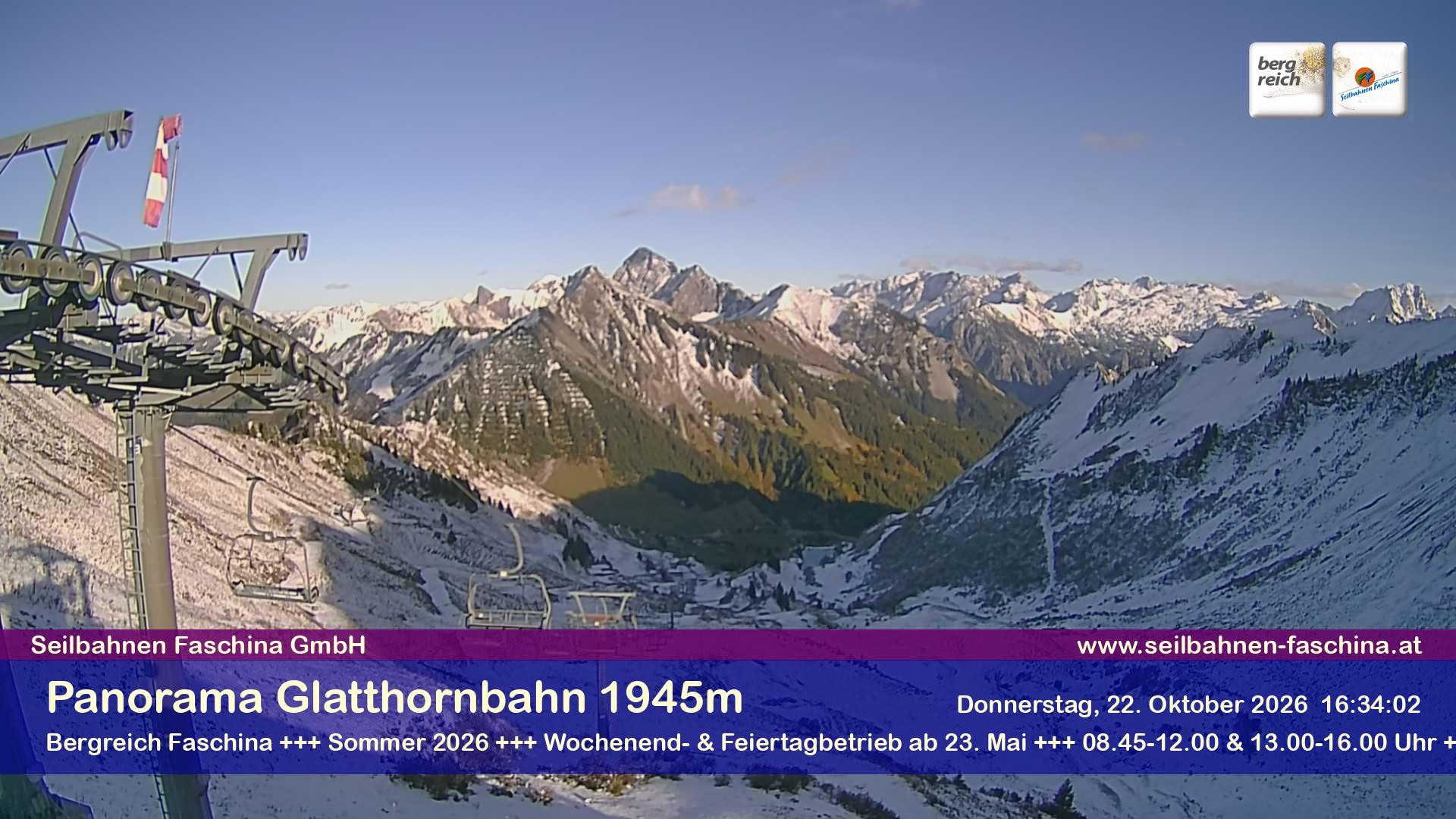 Archiv Foto Webcam Panoramablick von der Glatthornbahn