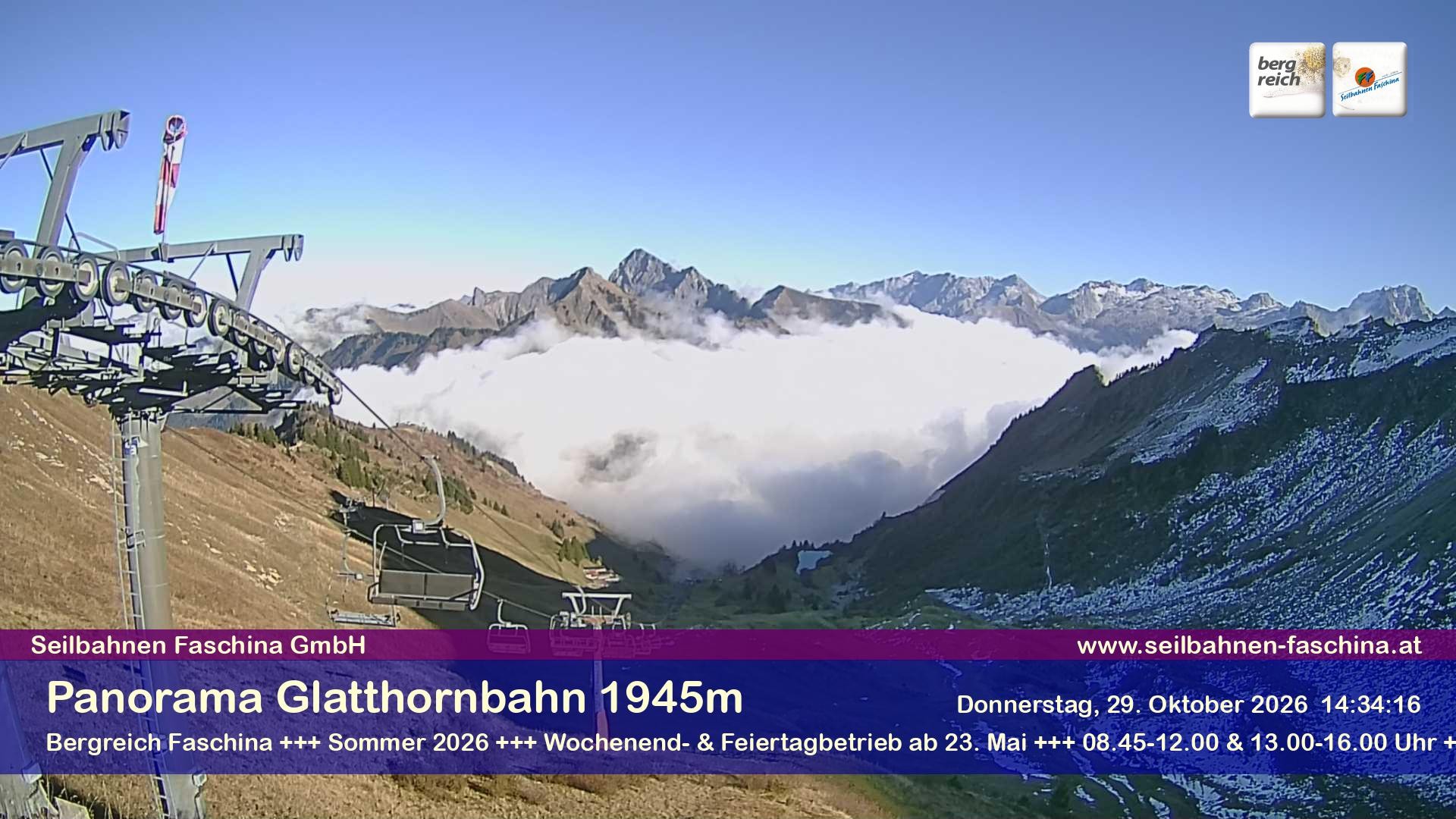 Archiv Foto Webcam Panoramablick von der Glatthornbahn