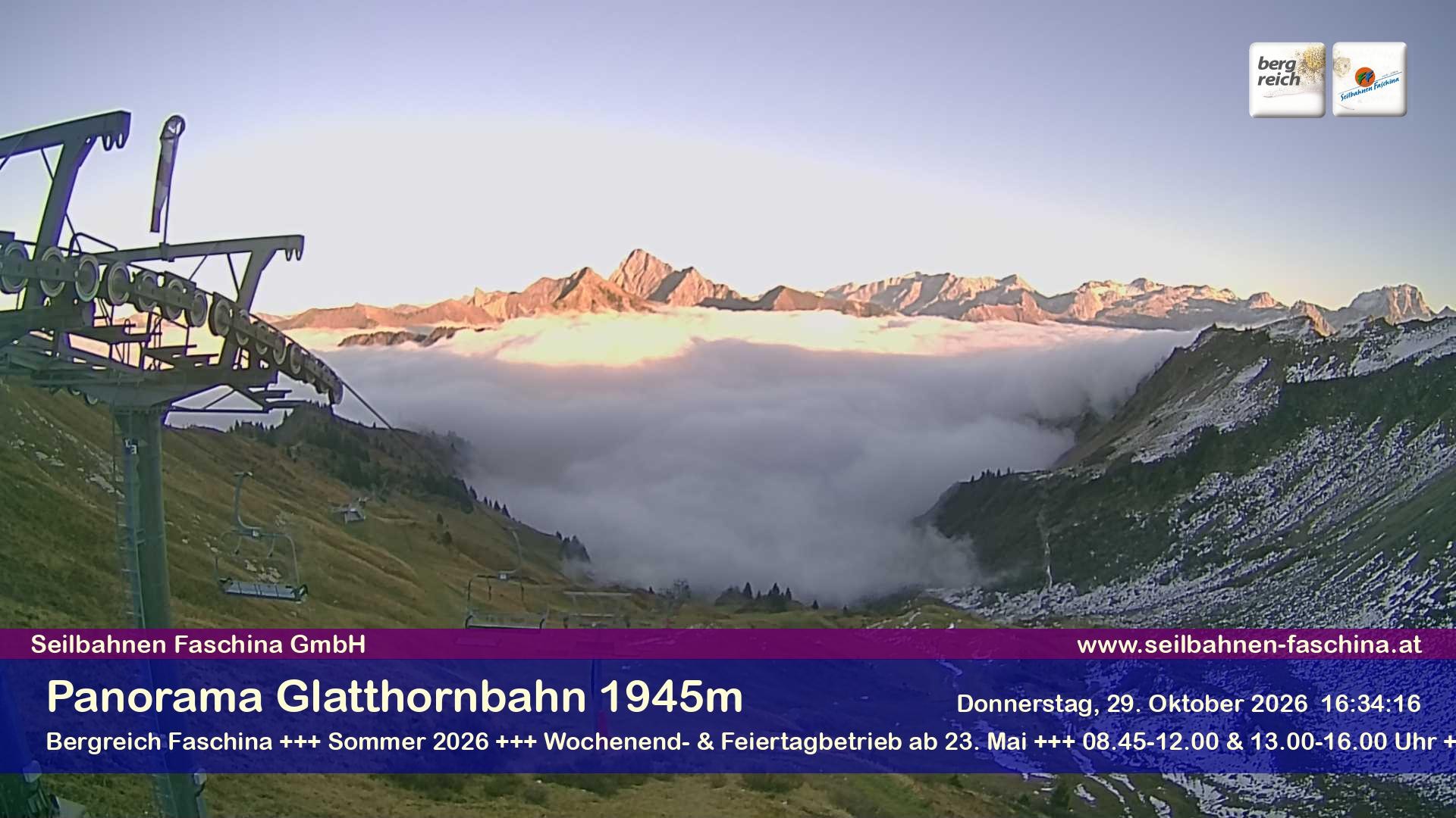 Archiv Foto Webcam Panoramablick von der Glatthornbahn