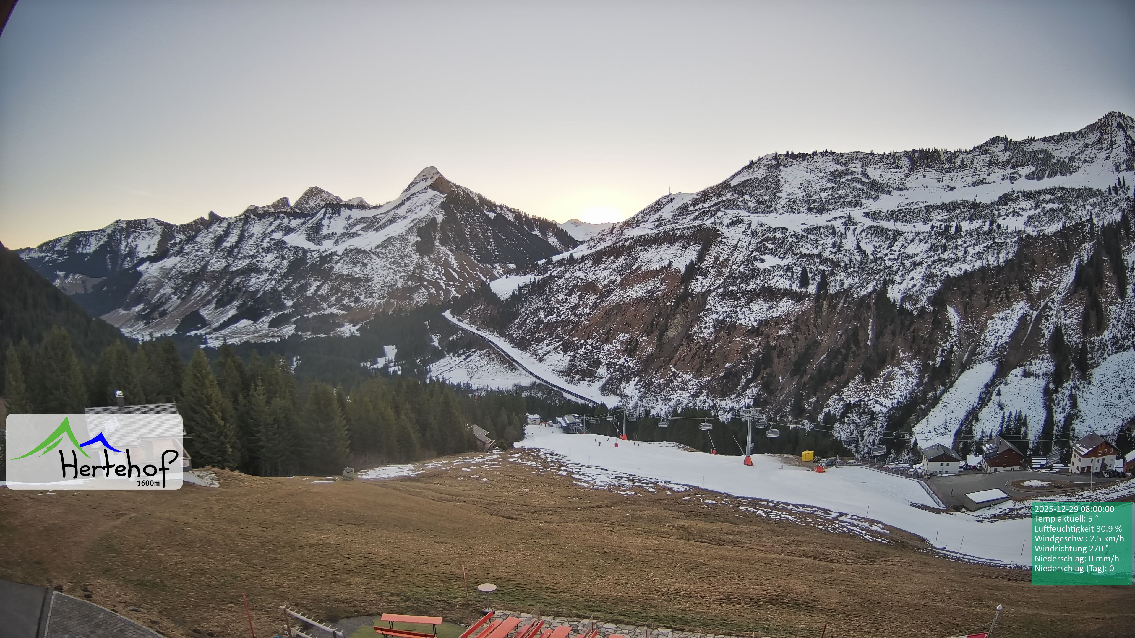 Archiv Foto Webcam Damüls: Blick vom Hertehof