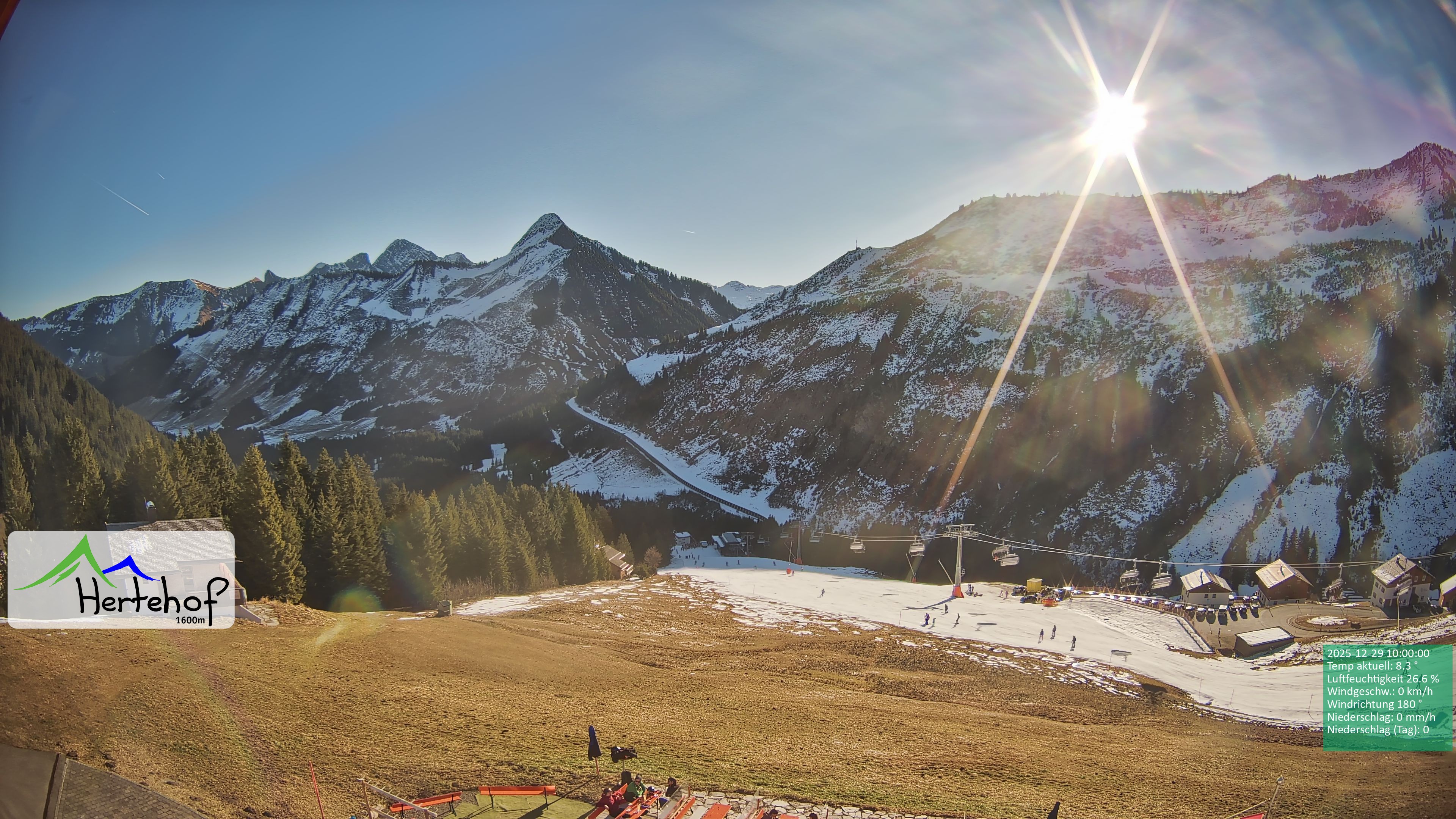 Archiv Foto Webcam Damüls: Blick vom Hertehof