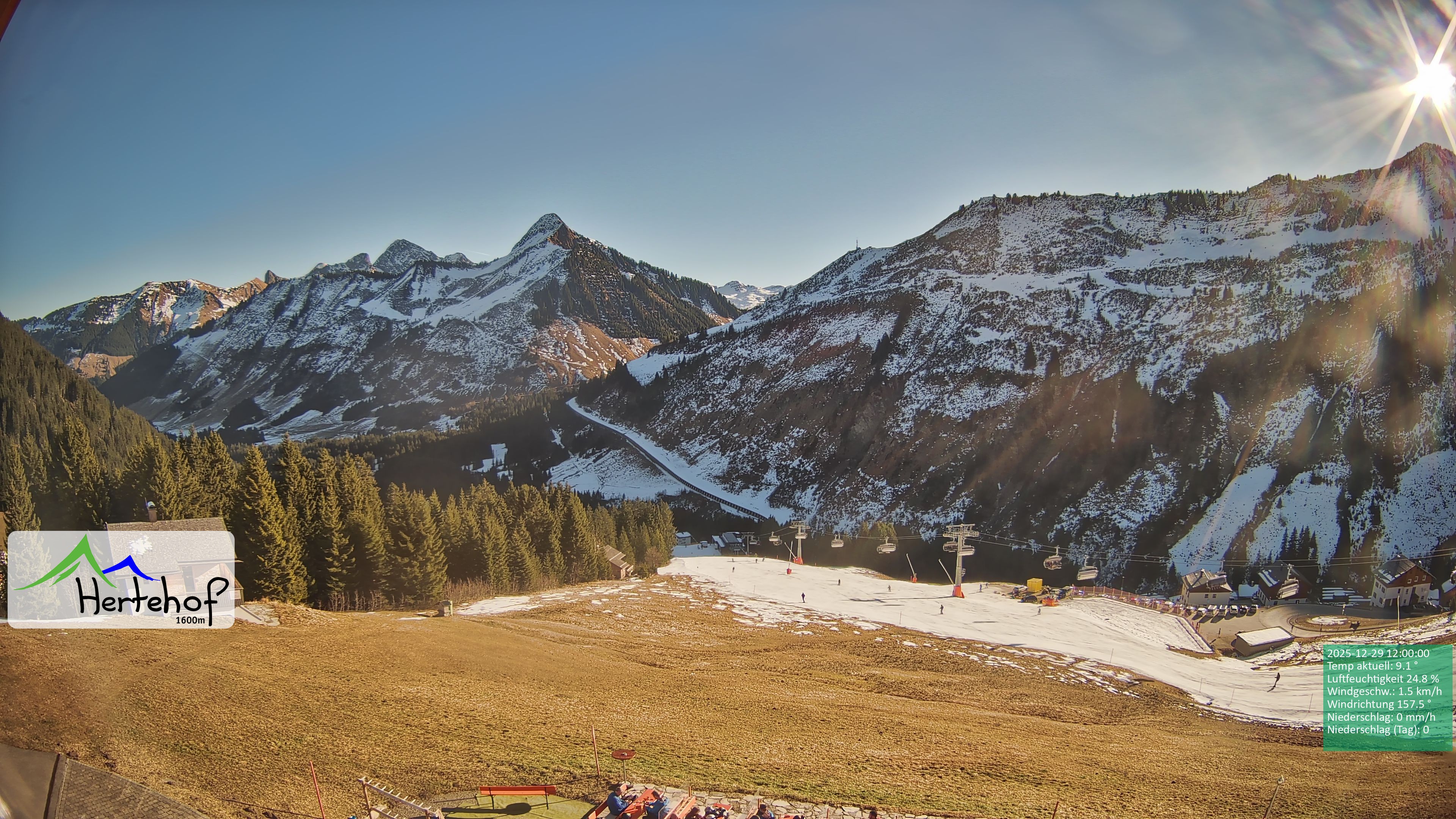 Archiv Foto Webcam Damüls: Blick vom Hertehof