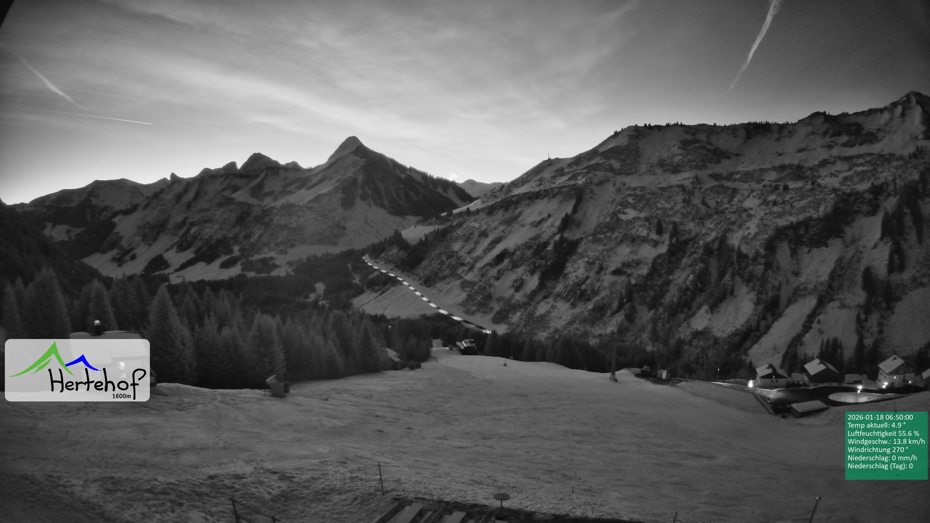 Archiv Foto Webcam Damüls: Blick vom Hertehof