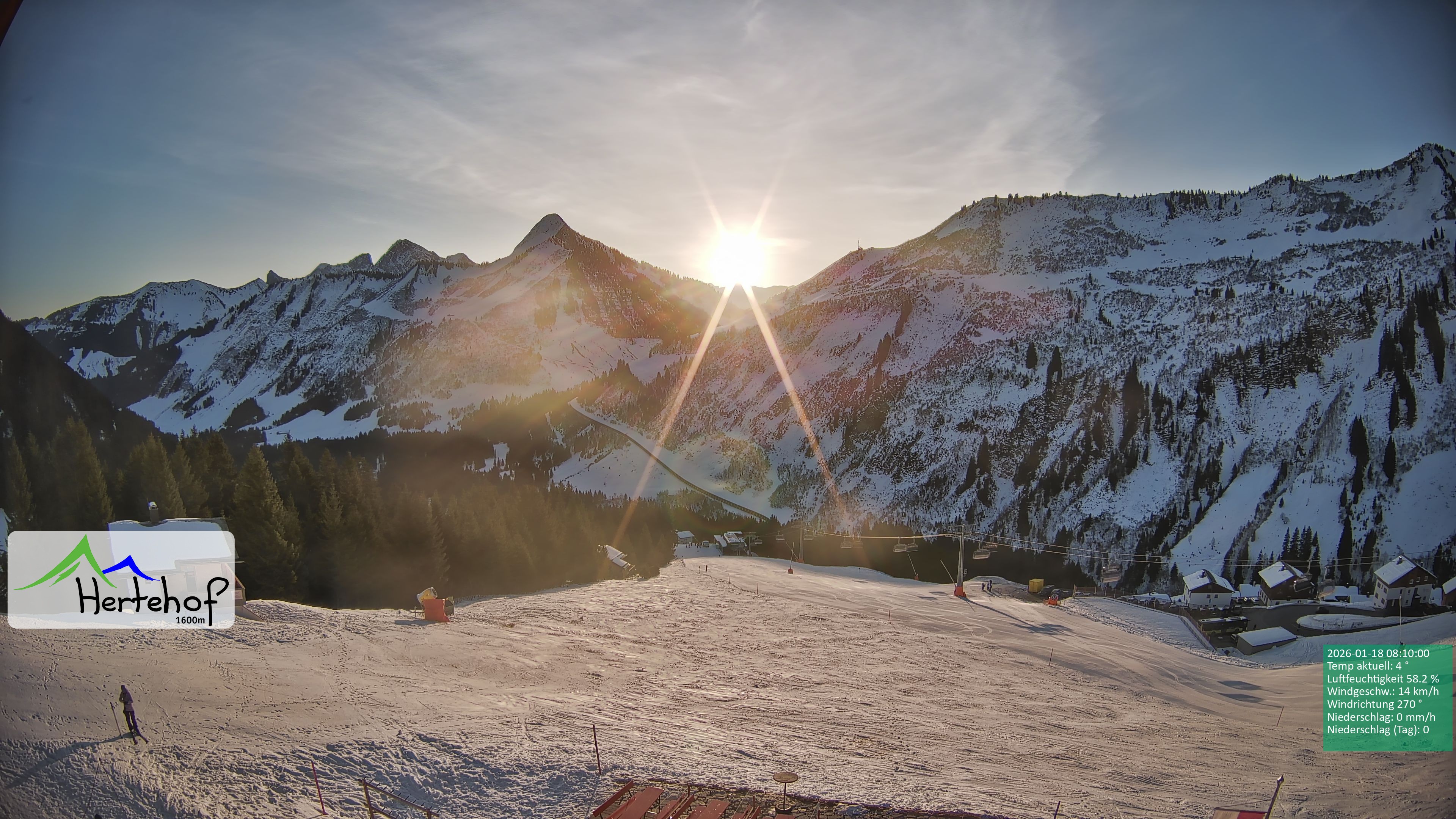 Archiv Foto Webcam Damüls: Blick vom Hertehof