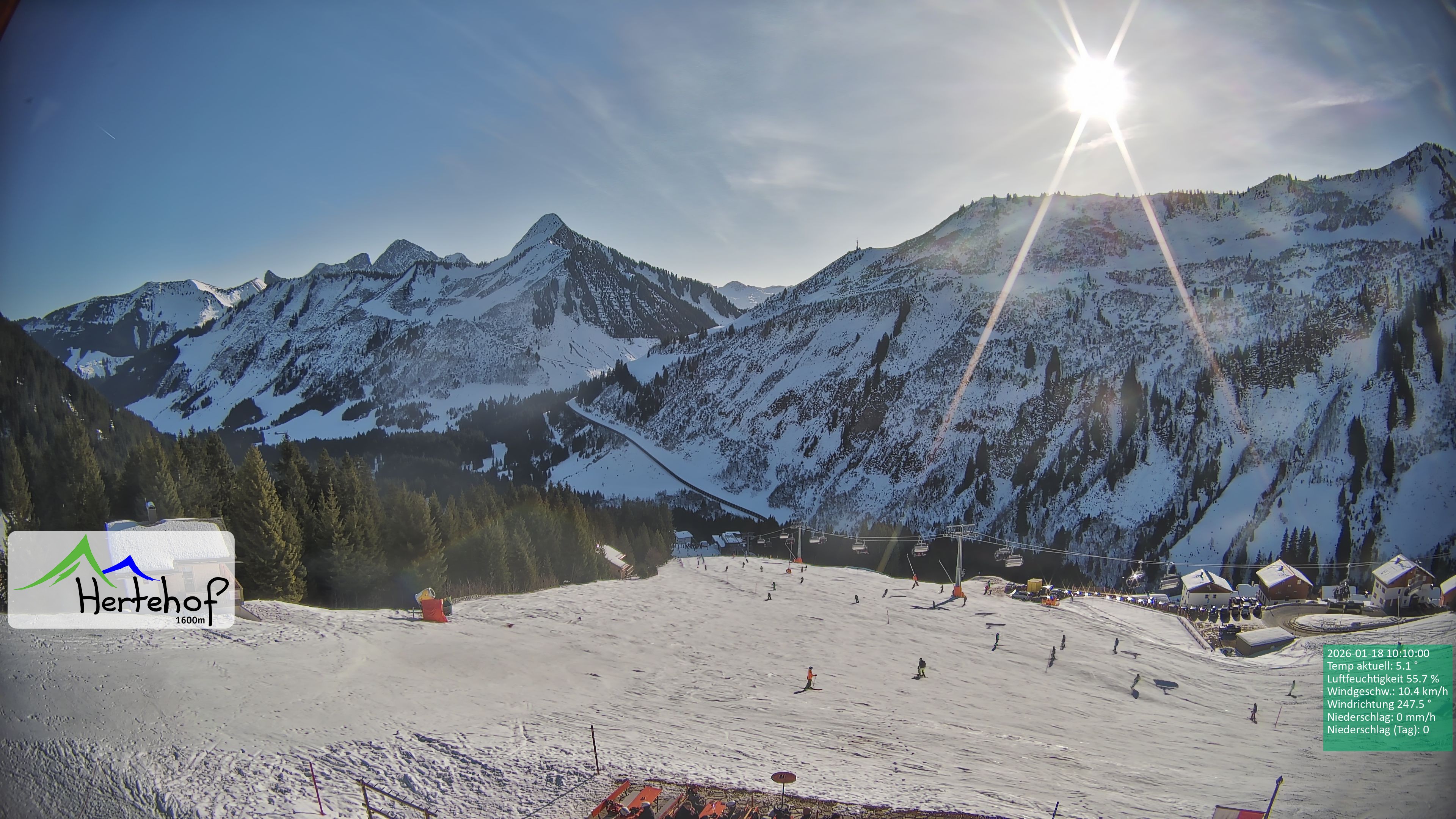 Archiv Foto Webcam Damüls: Blick vom Hertehof