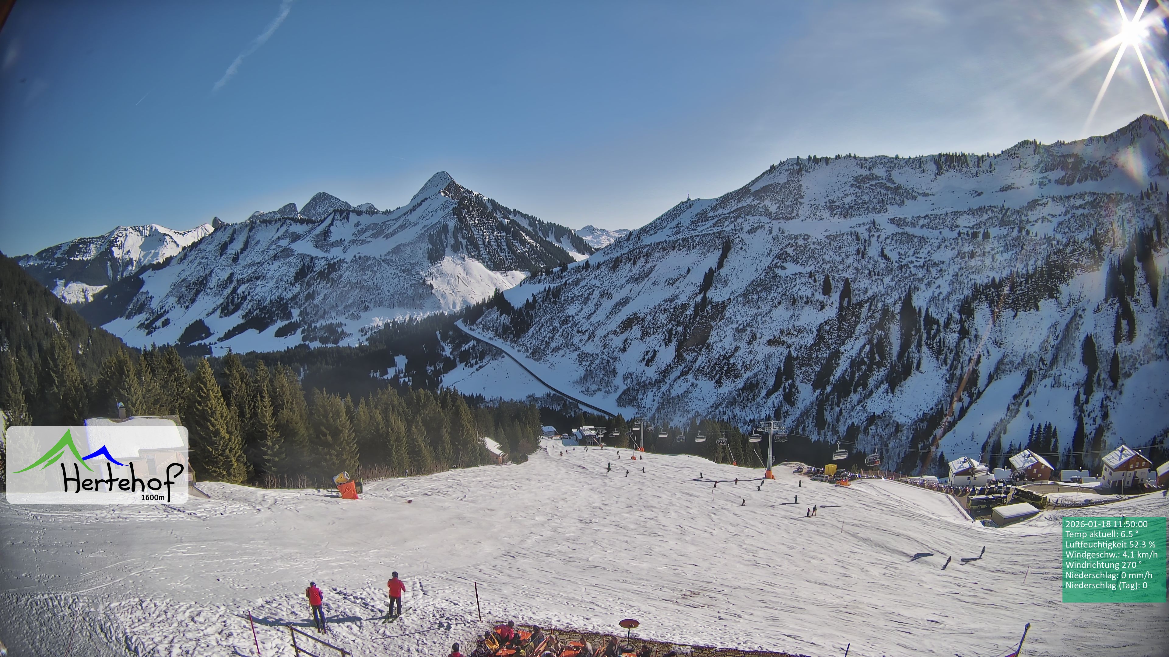 Archiv Foto Webcam Damüls: Blick vom Hertehof