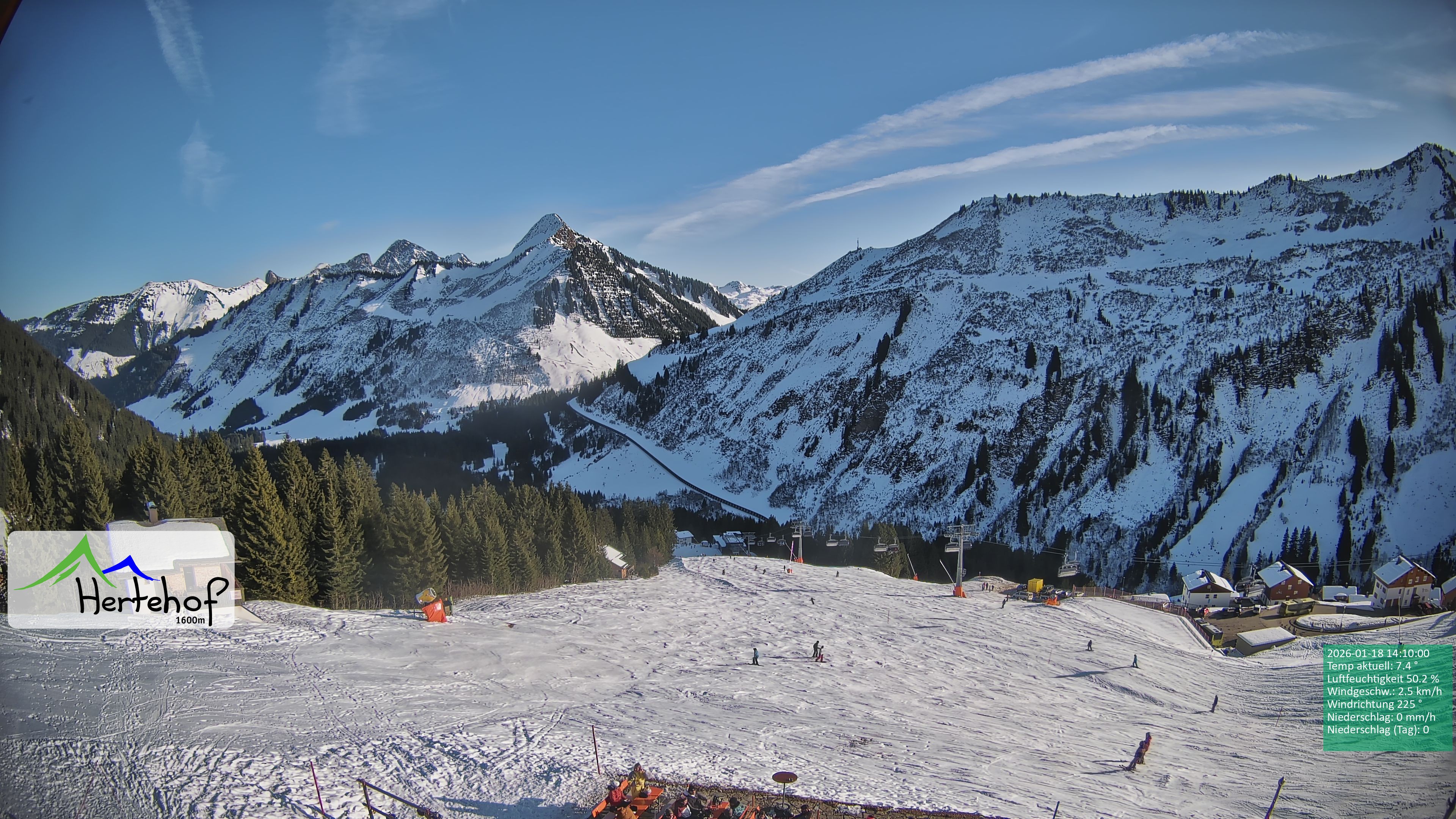 Archiv Foto Webcam Damüls: Blick vom Hertehof