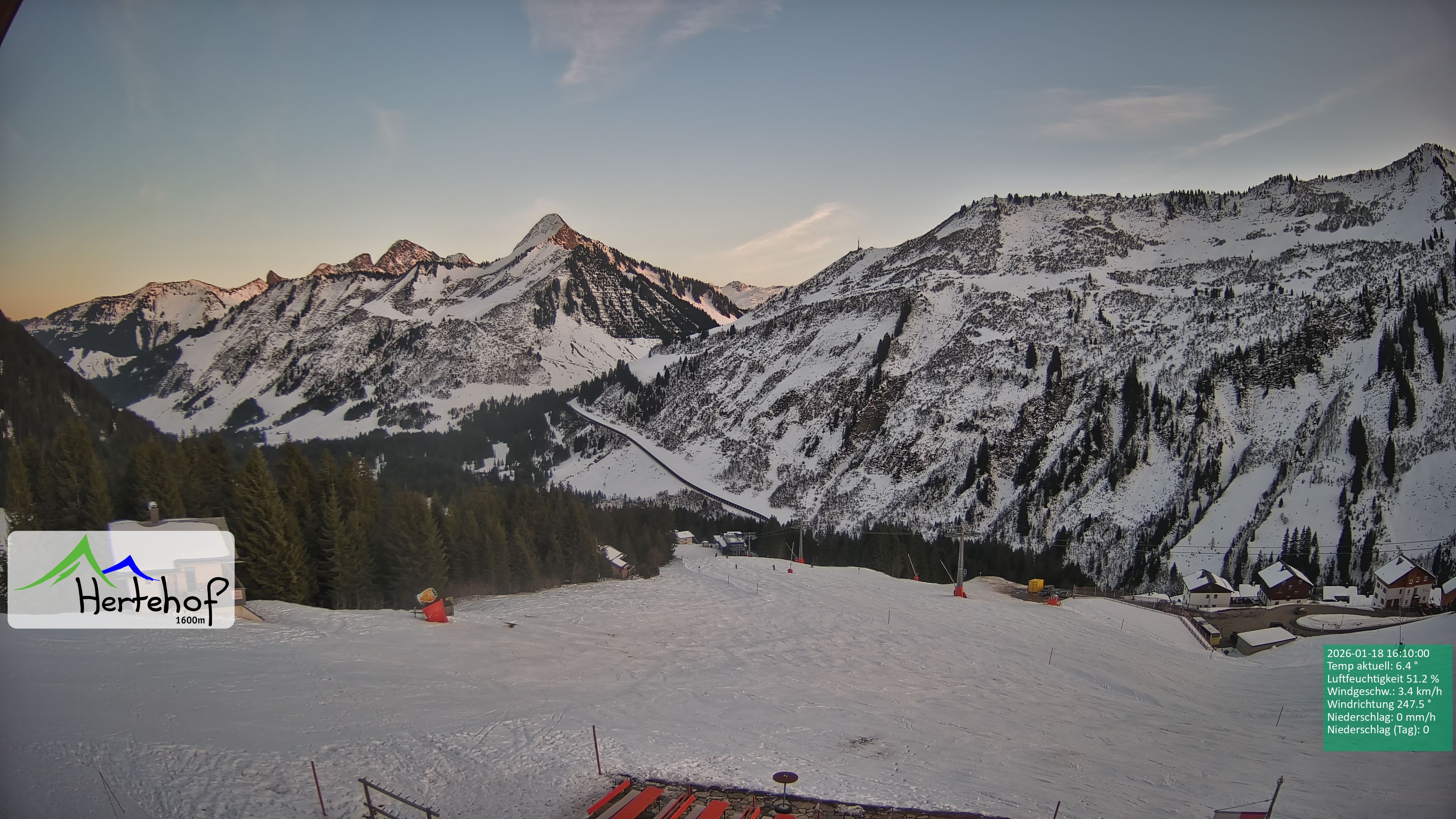 Archiv Foto Webcam Damüls: Blick vom Hertehof