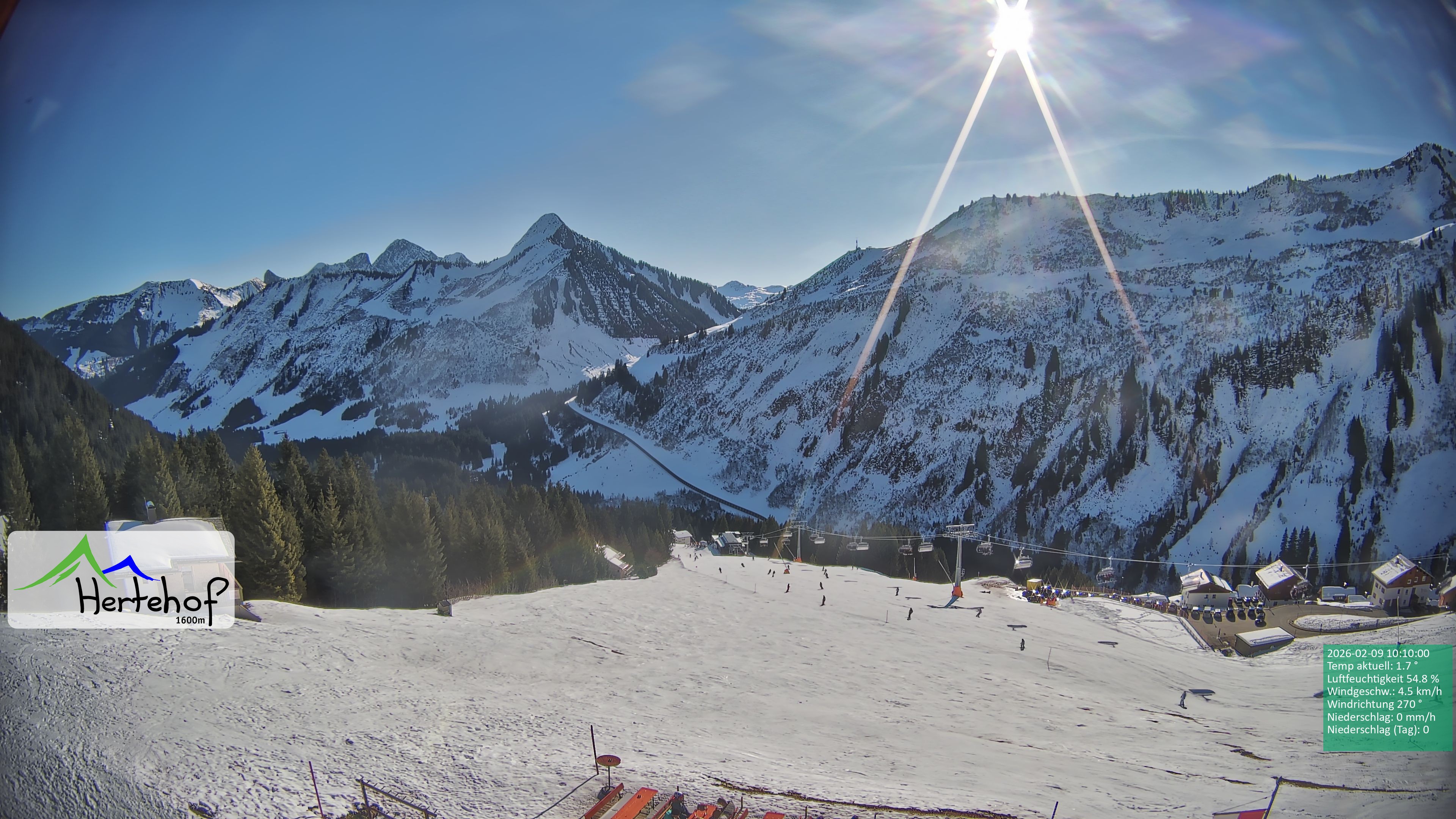 Archiv Foto Webcam Damüls: Blick vom Hertehof