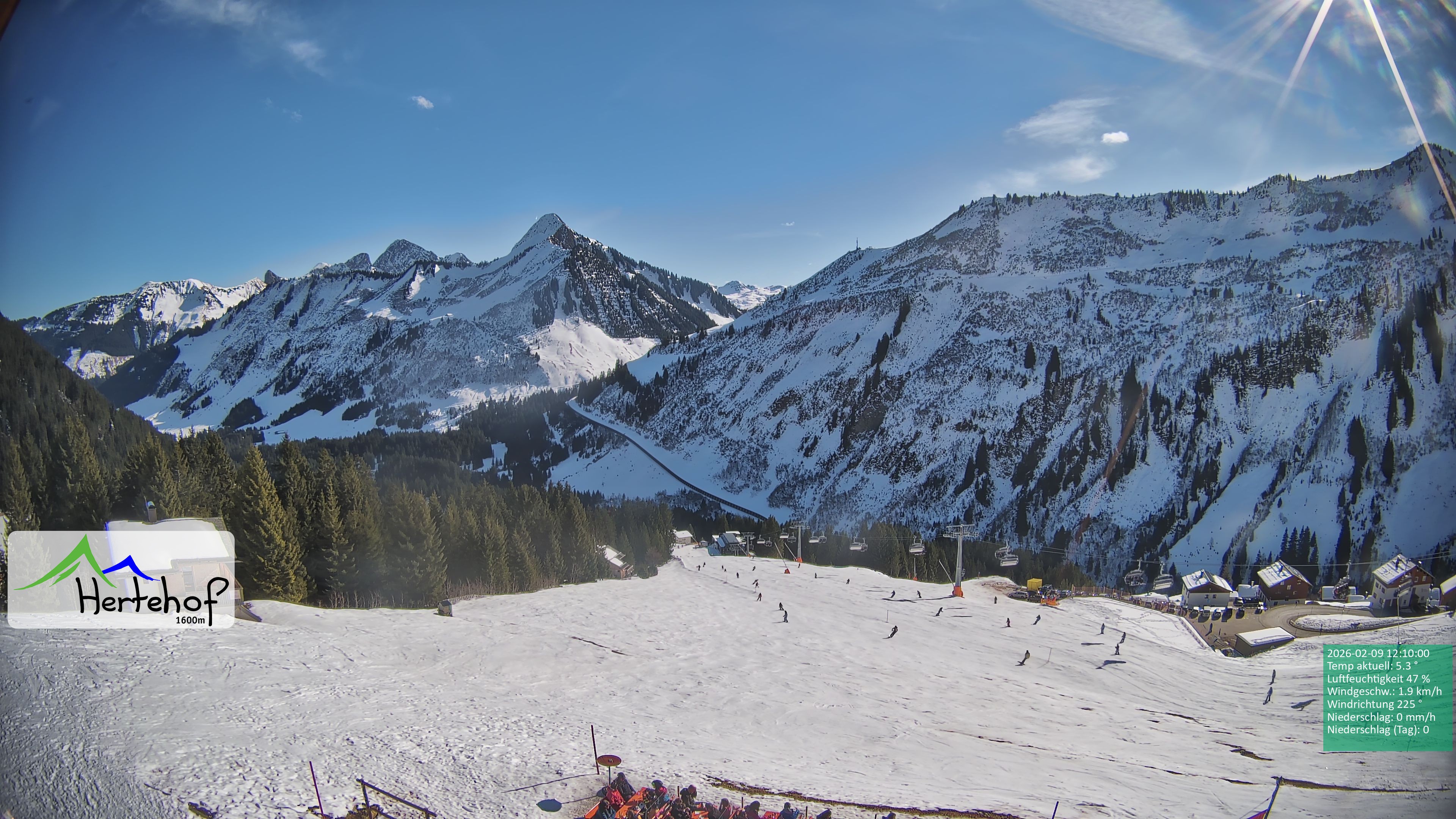 Archiv Foto Webcam Damüls: Blick vom Hertehof