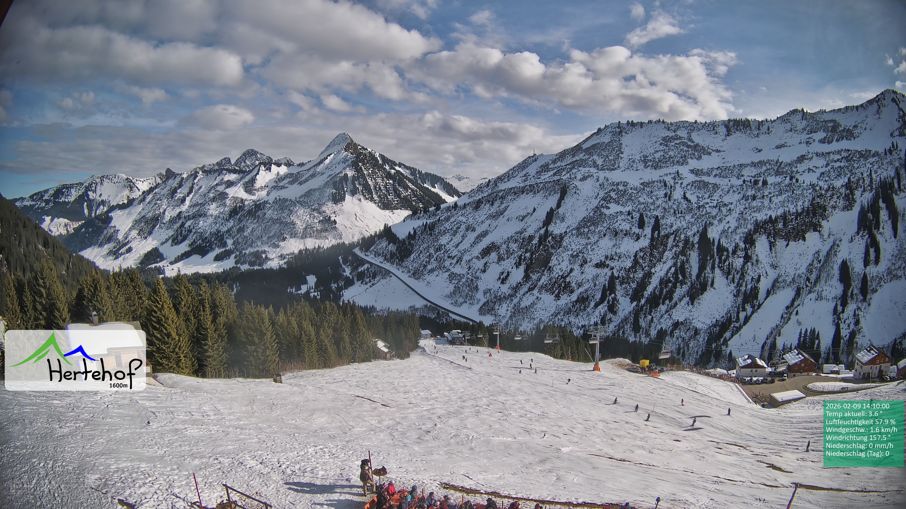 Archiv Foto Webcam Damüls: Blick vom Hertehof