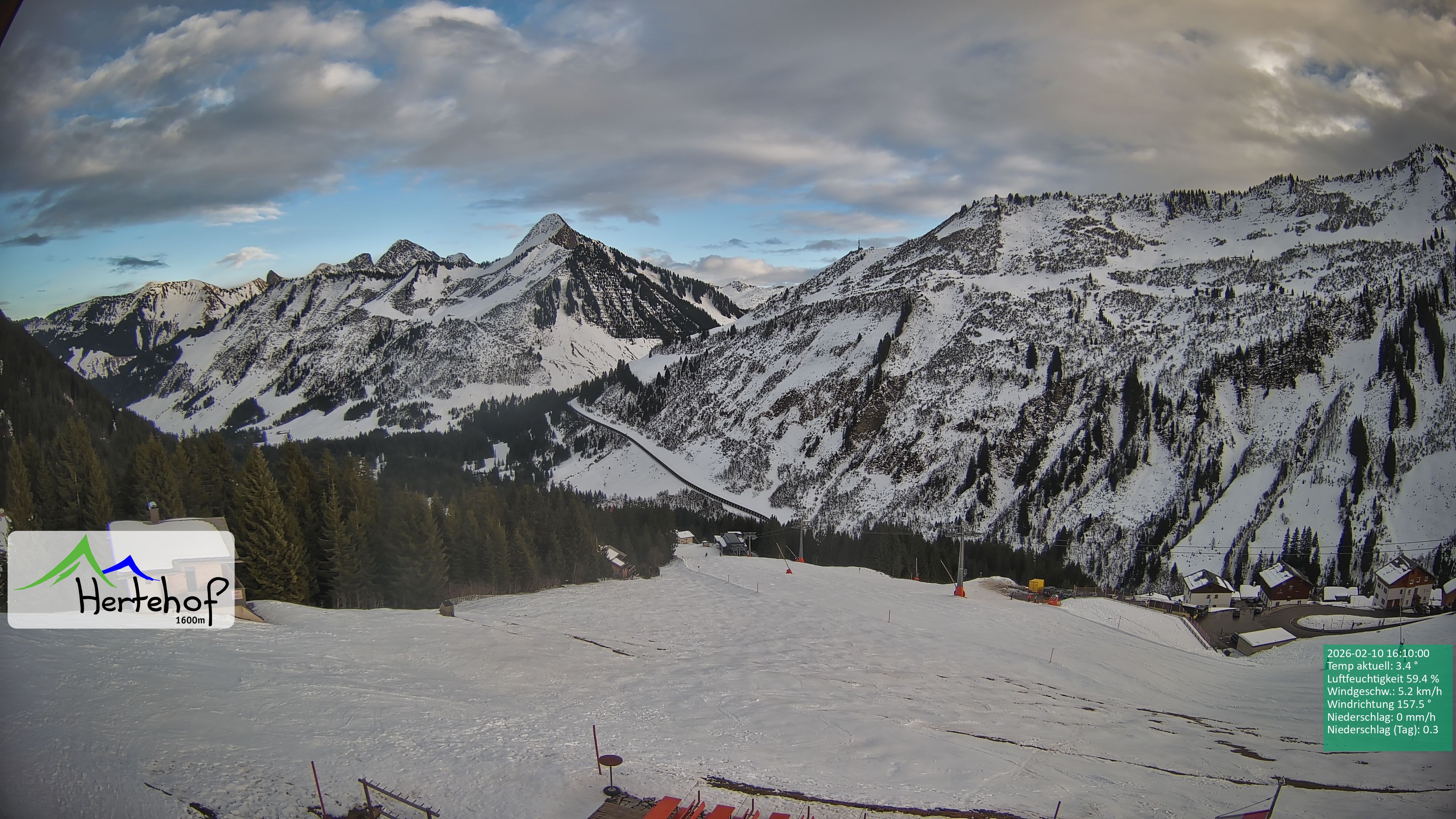 Archiv Foto Webcam Damüls: Blick vom Hertehof