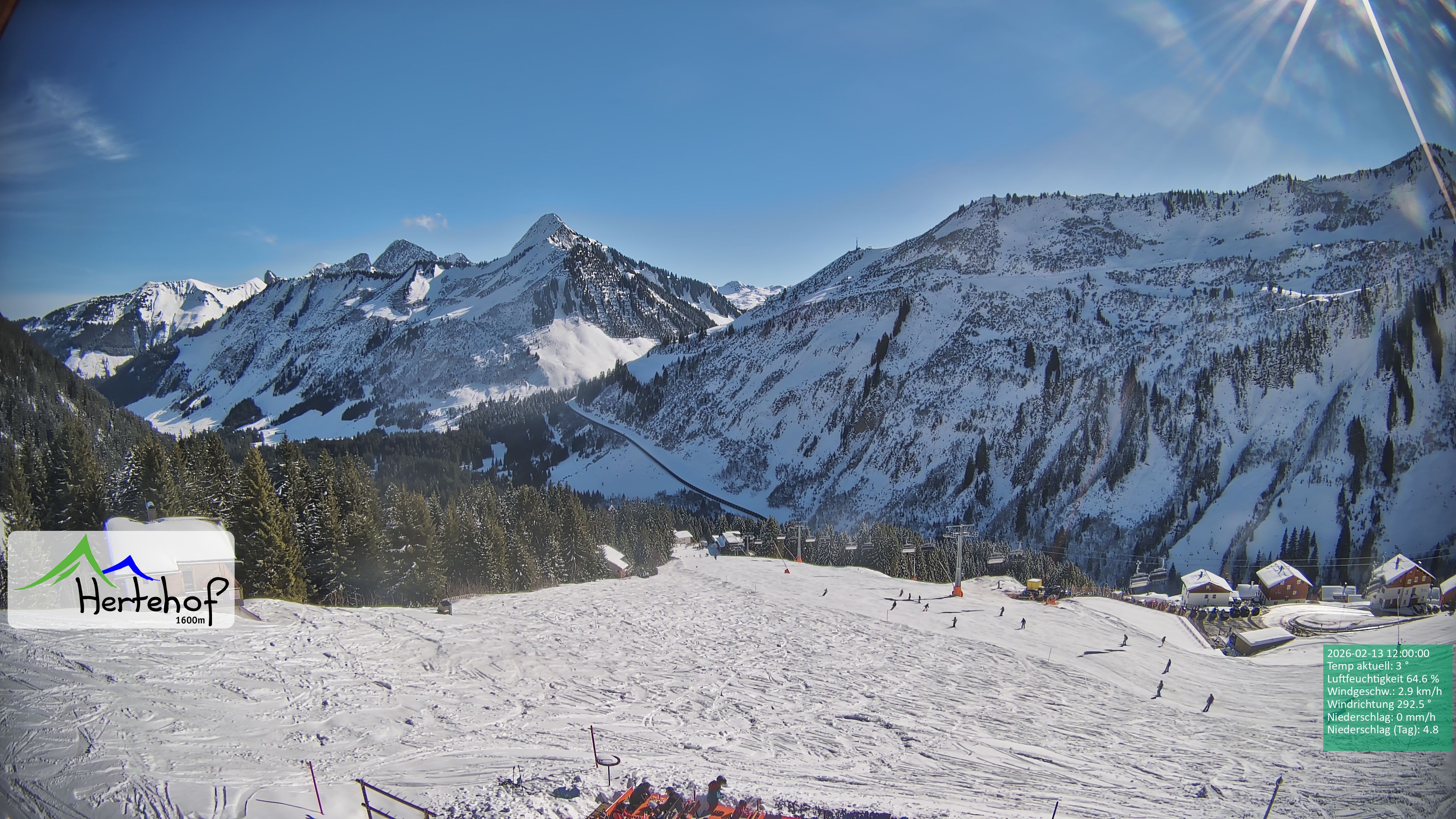 Archiv Foto Webcam Damüls: Blick vom Hertehof