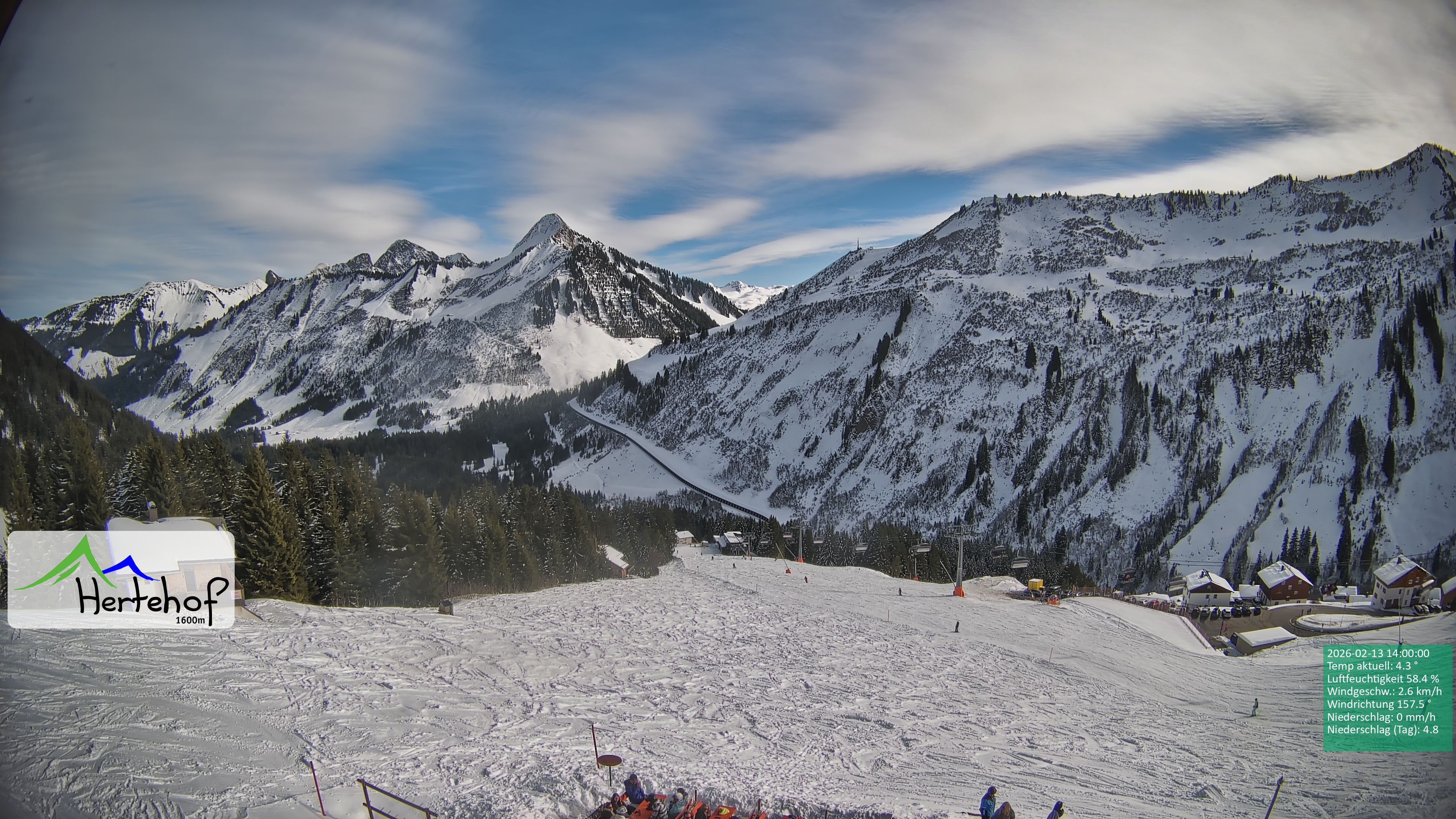 Archiv Foto Webcam Damüls: Blick vom Hertehof