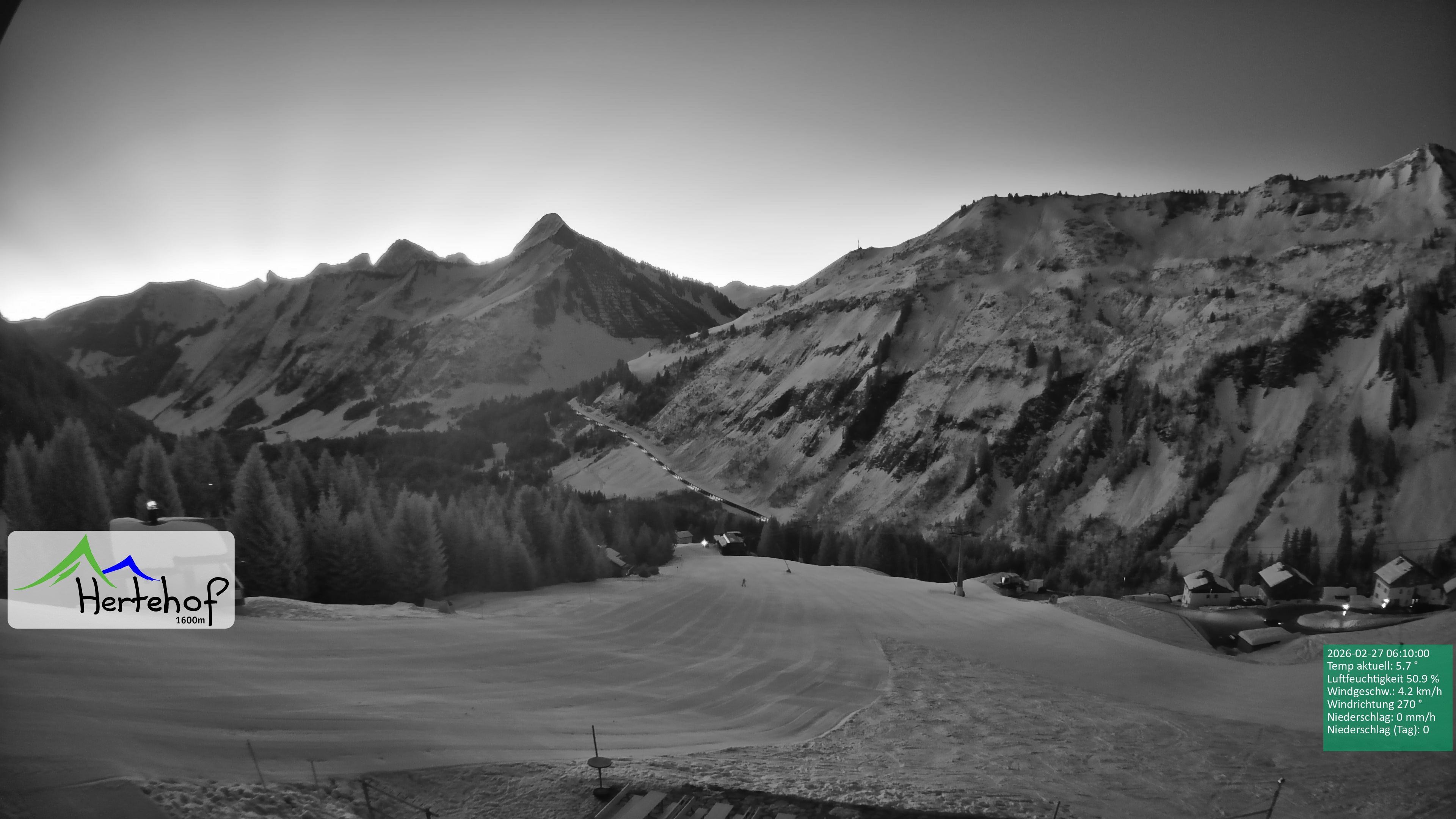 Archiv Foto Webcam Damüls: Blick vom Hertehof