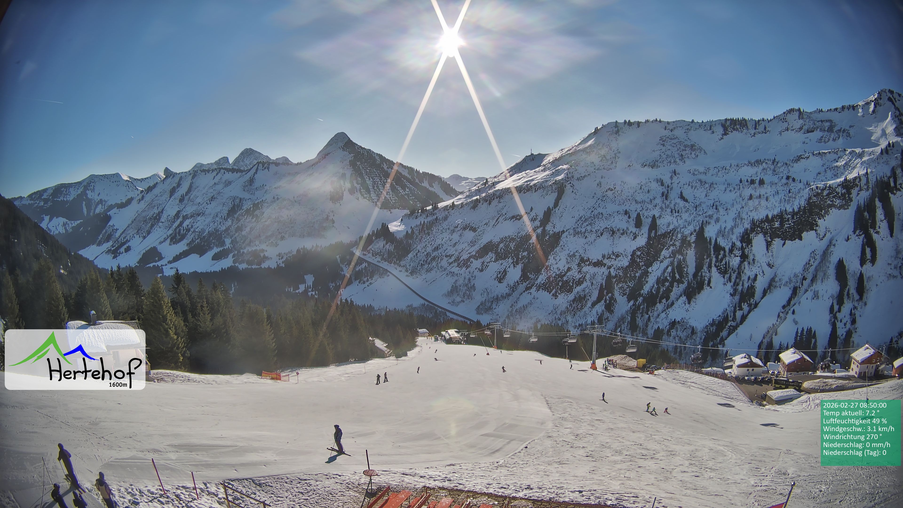 Archiv Foto Webcam Damüls: Blick vom Hertehof