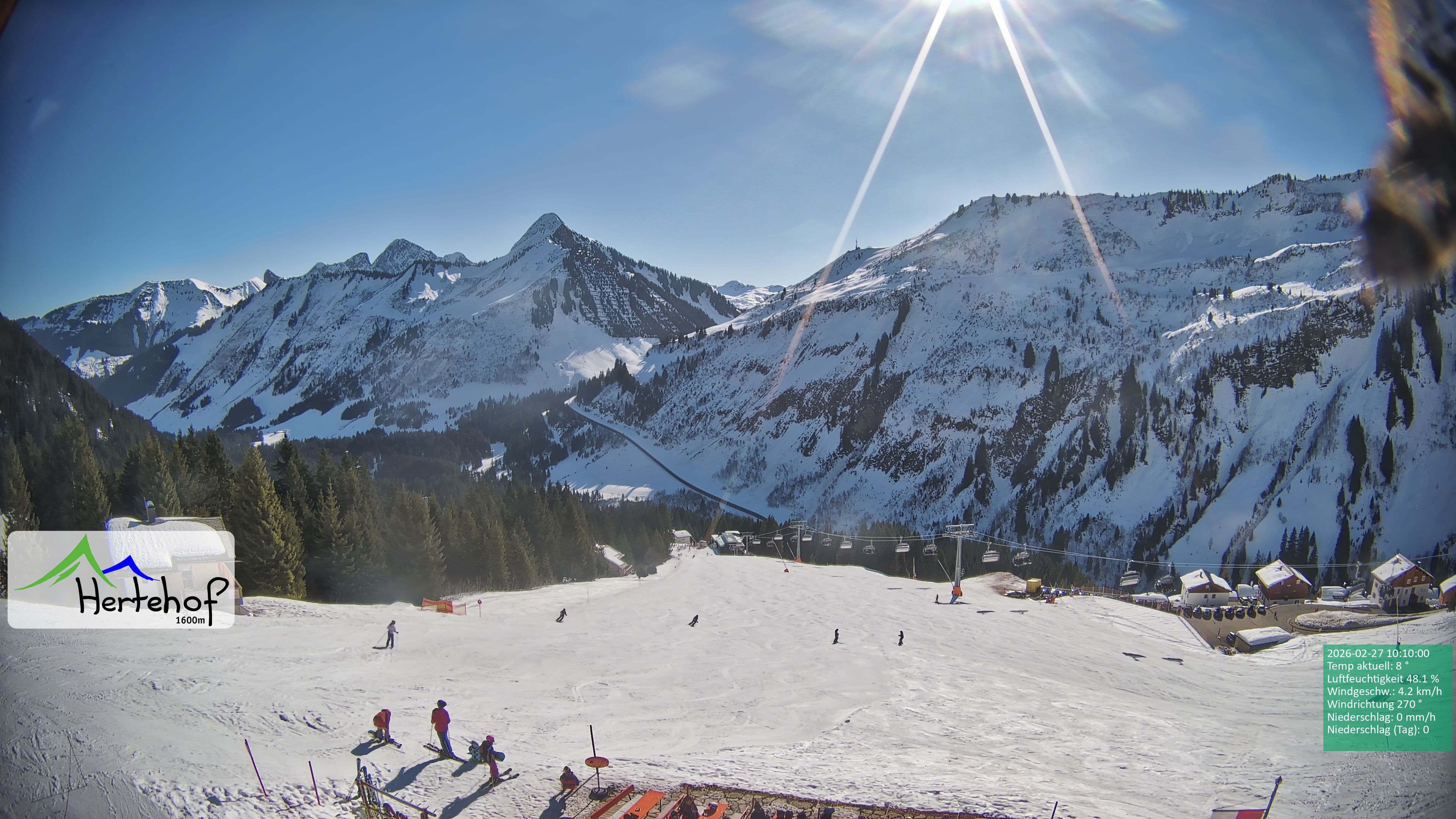 Archiv Foto Webcam Damüls: Blick vom Hertehof