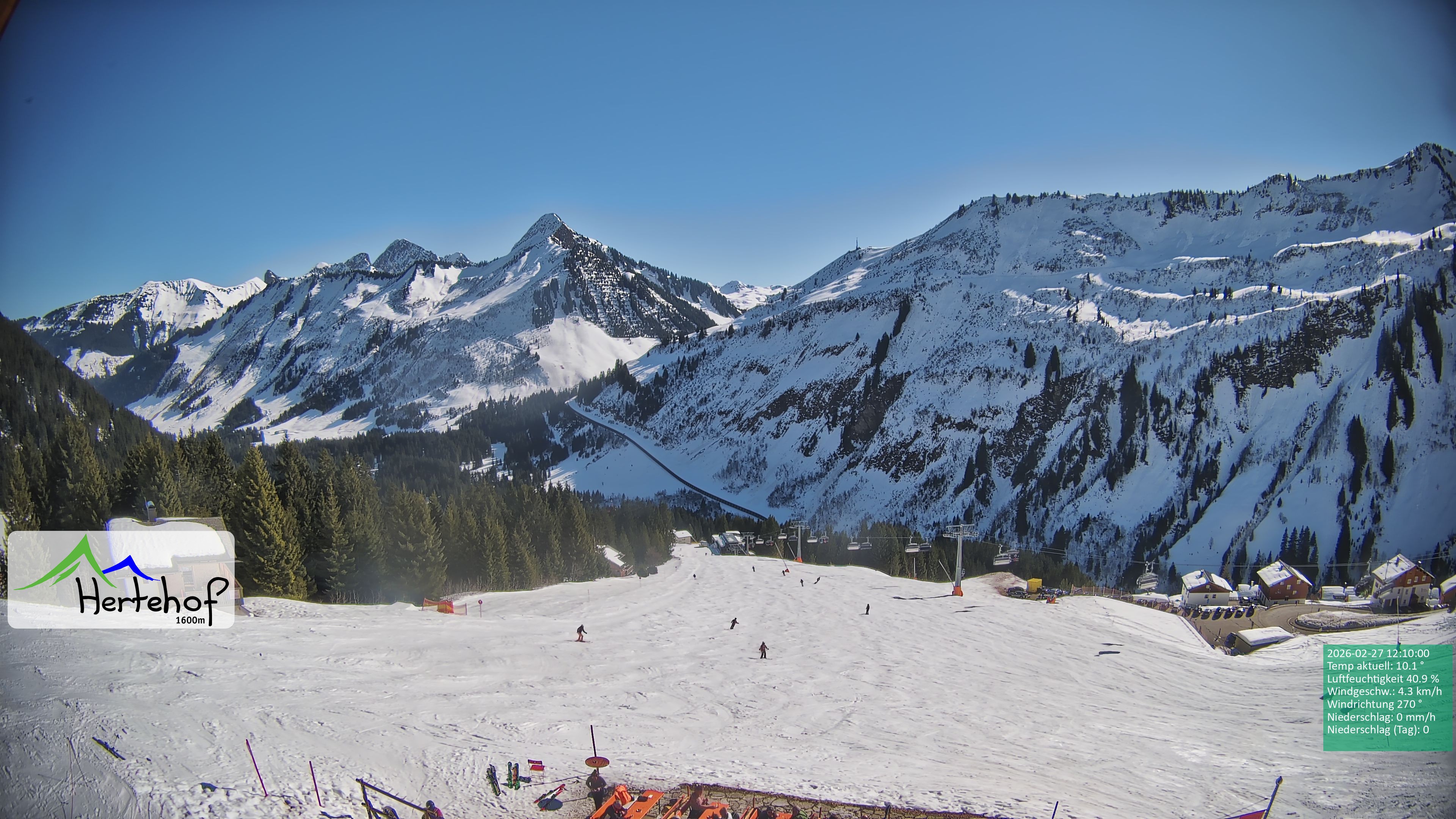 Archiv Foto Webcam Damüls: Blick vom Hertehof