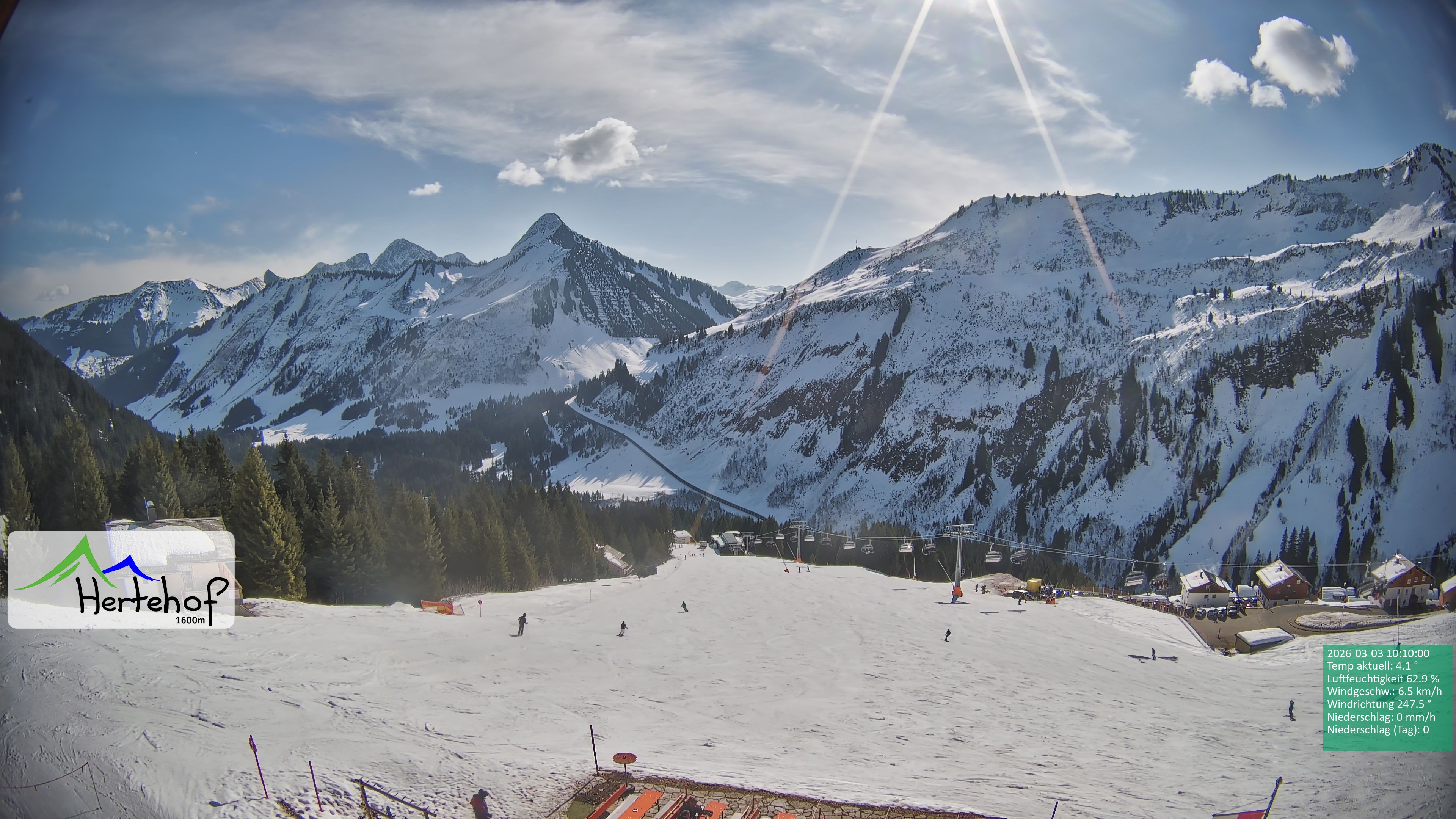 Archiv Foto Webcam Damüls: Blick vom Hertehof