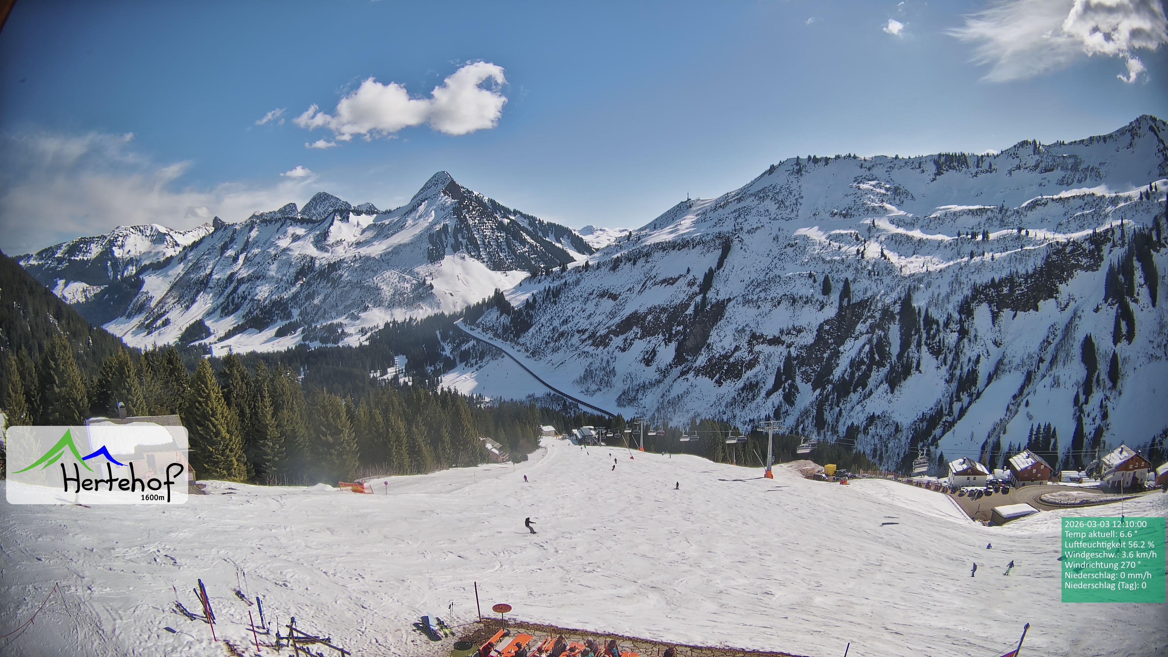 Archiv Foto Webcam Damüls: Blick vom Hertehof