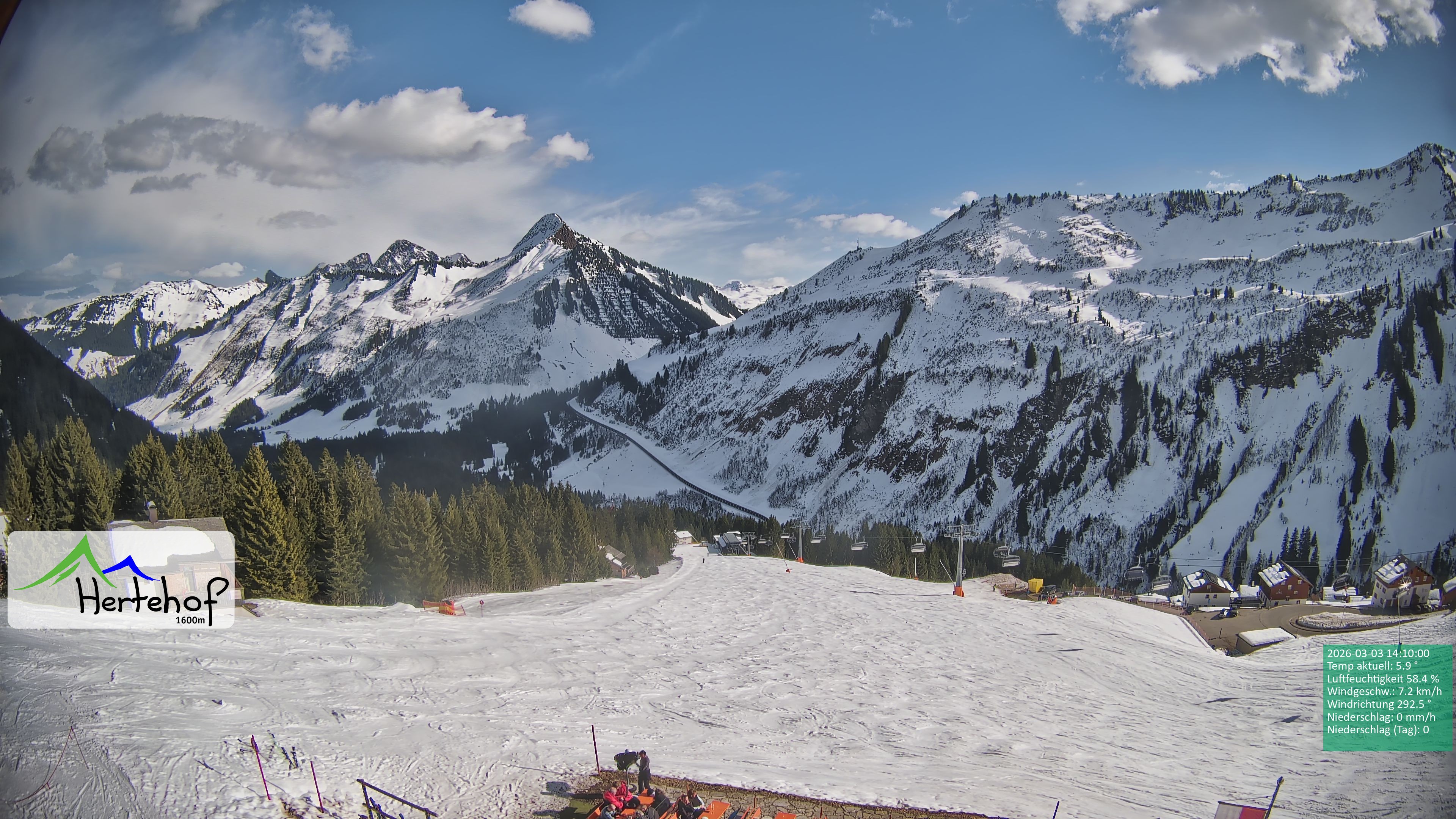 Archiv Foto Webcam Damüls: Blick vom Hertehof