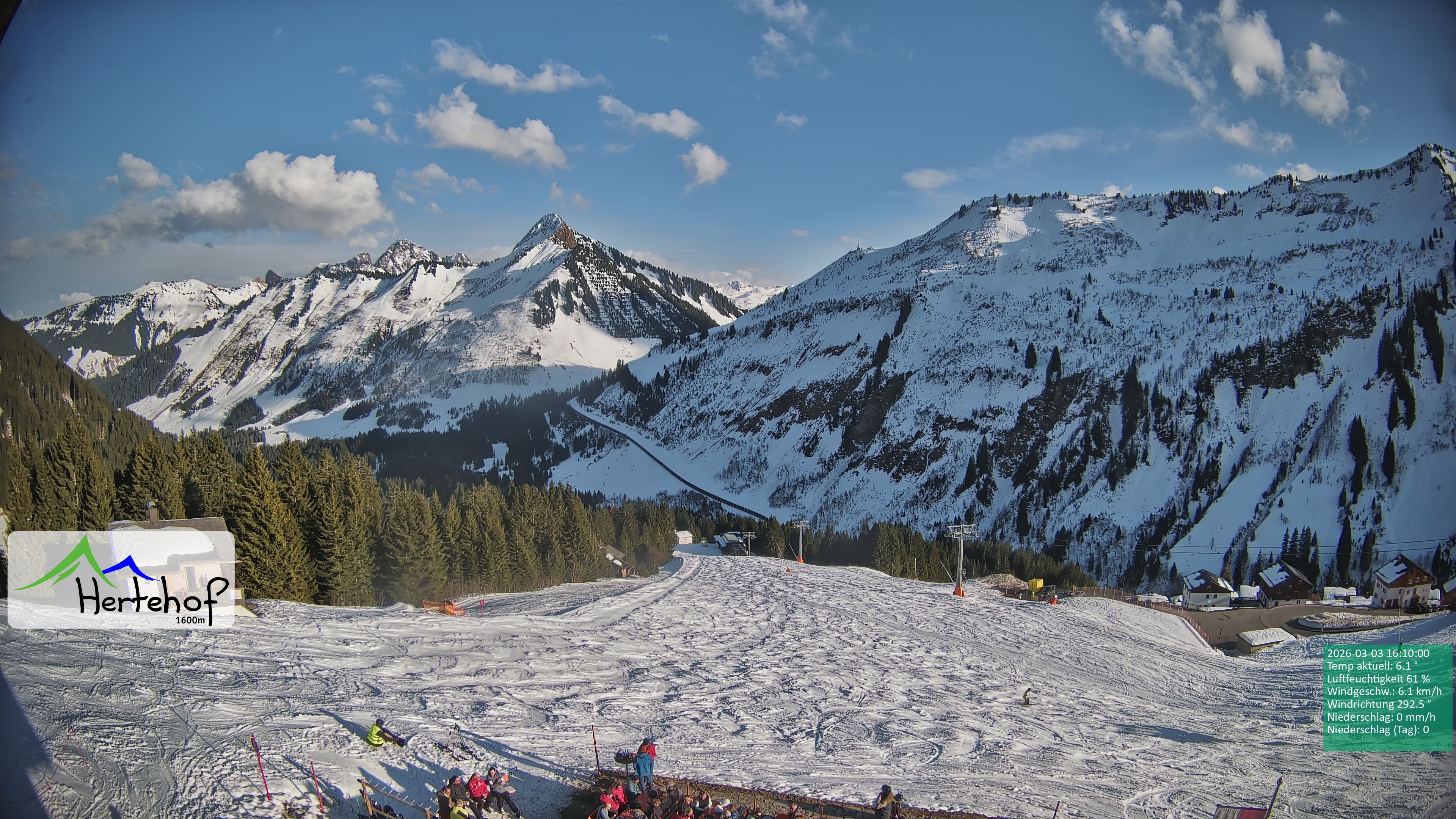 Archiv Foto Webcam Damüls: Blick vom Hertehof