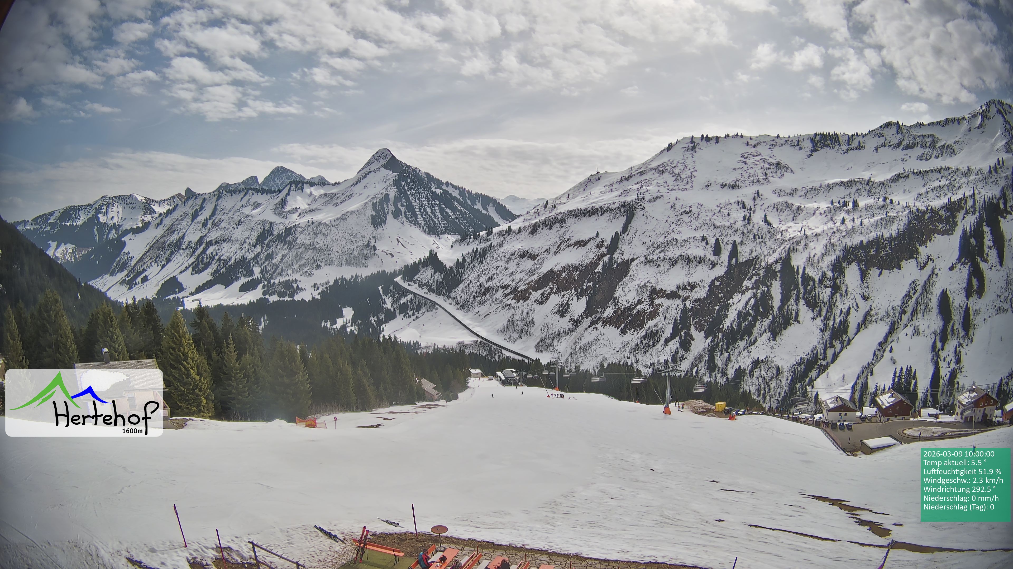 Archiv Foto Webcam Damüls: Blick vom Hertehof