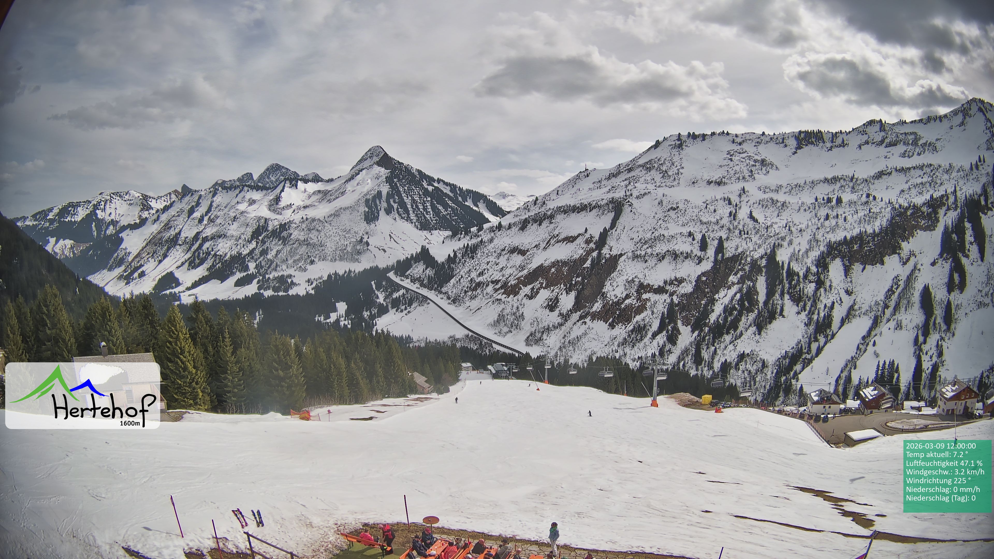 Archiv Foto Webcam Damüls: Blick vom Hertehof