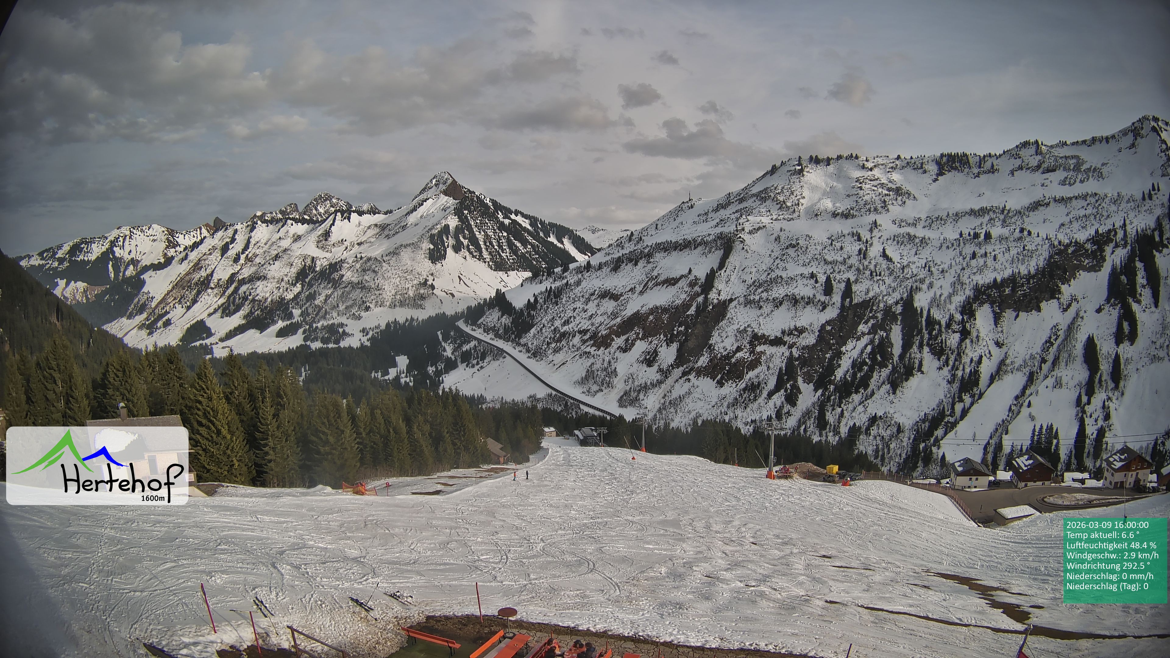 Archiv Foto Webcam Damüls: Blick vom Hertehof