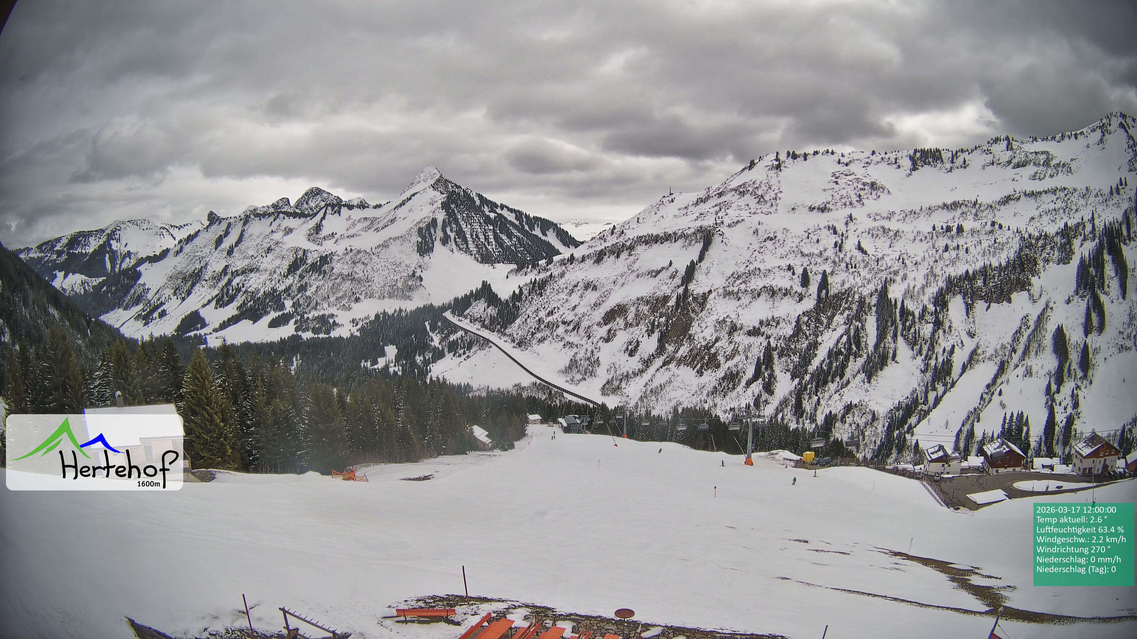 Archiv Foto Webcam Damüls: Blick vom Hertehof