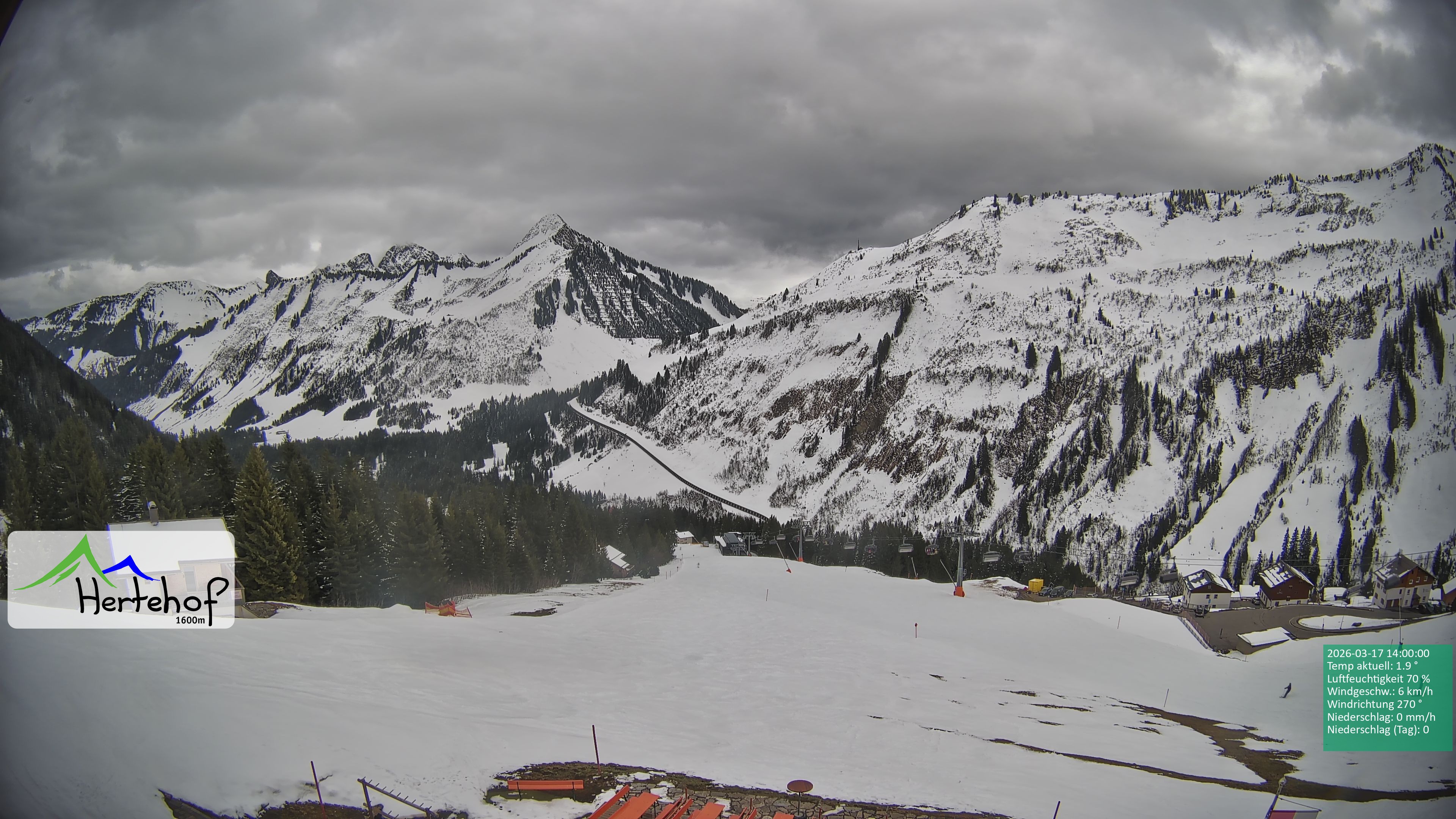 Archiv Foto Webcam Damüls: Blick vom Hertehof