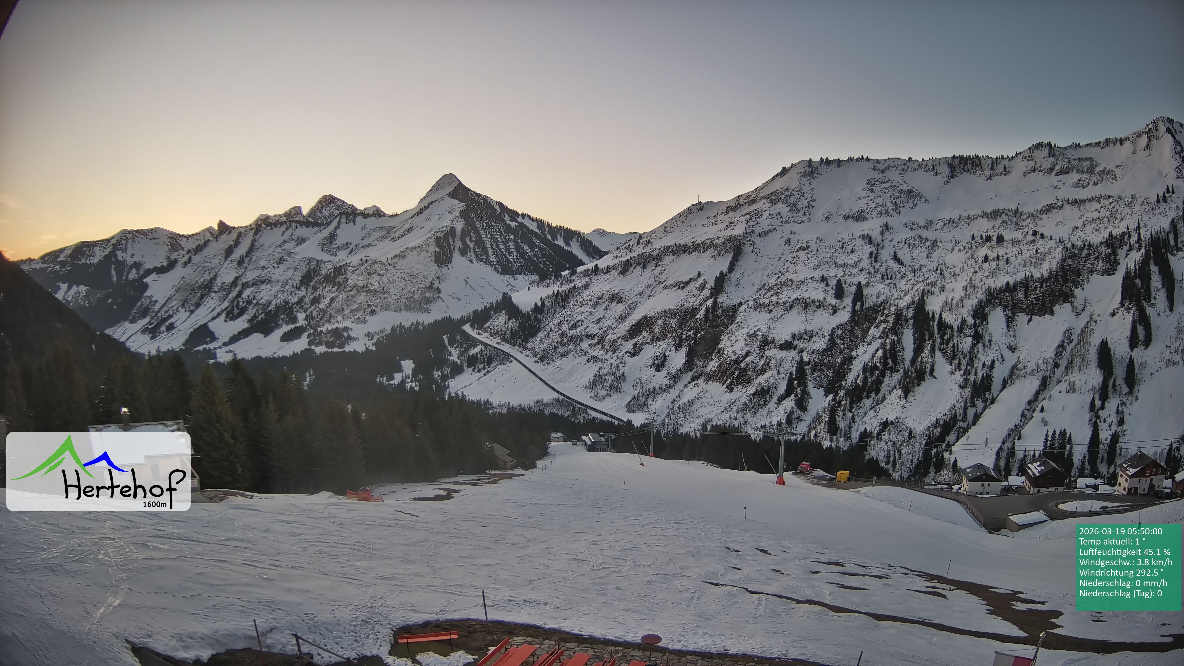 Archiv Foto Webcam Damüls: Blick vom Hertehof