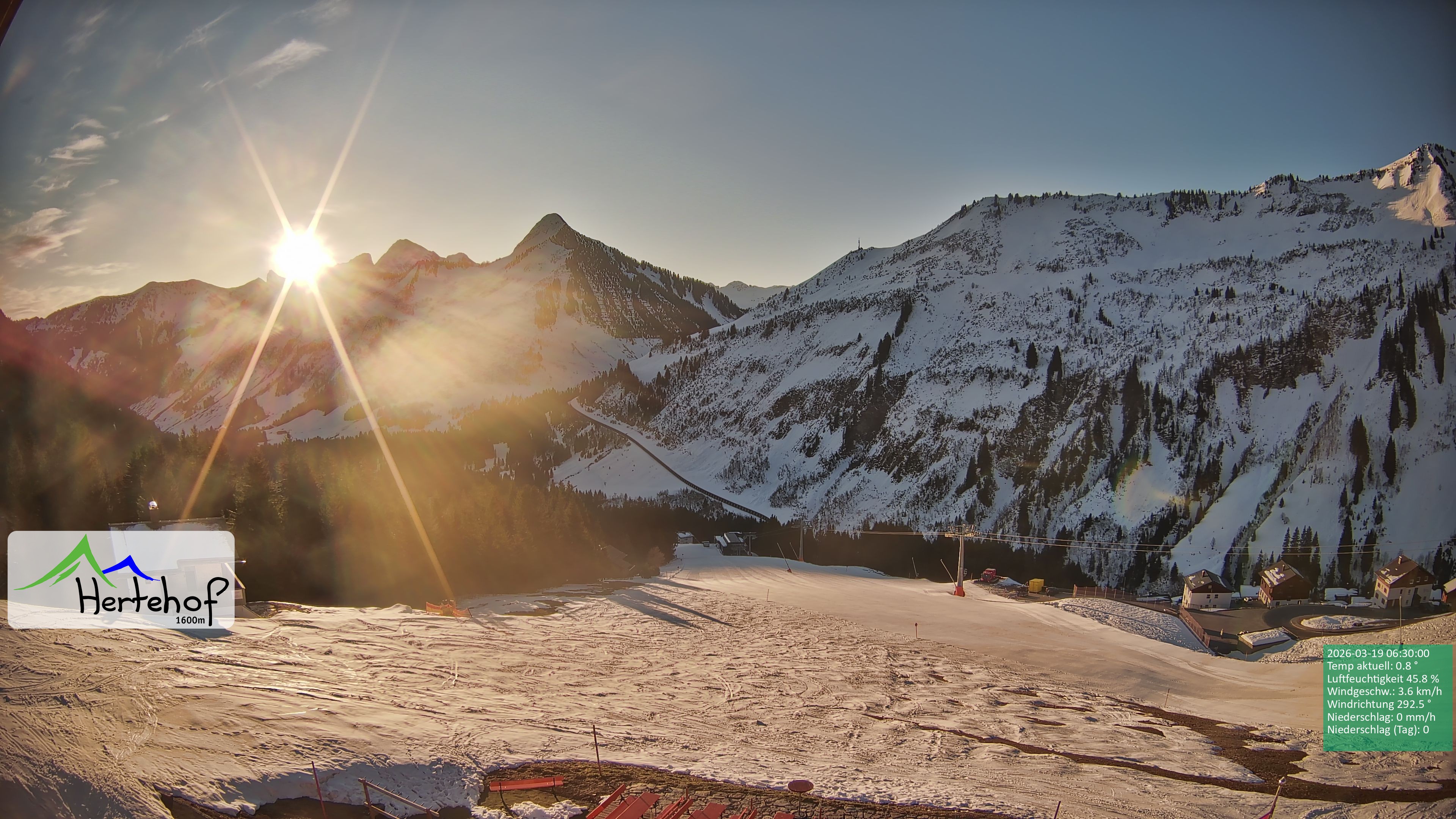 Archiv Foto Webcam Damüls: Blick vom Hertehof