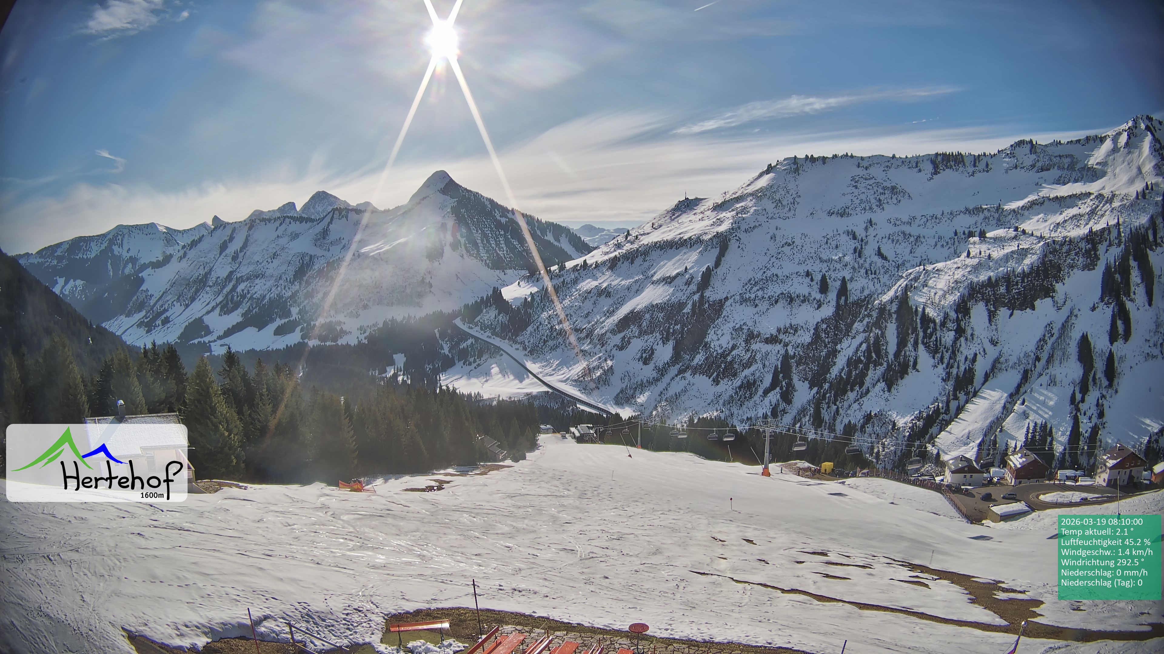 Archiv Foto Webcam Damüls: Blick vom Hertehof