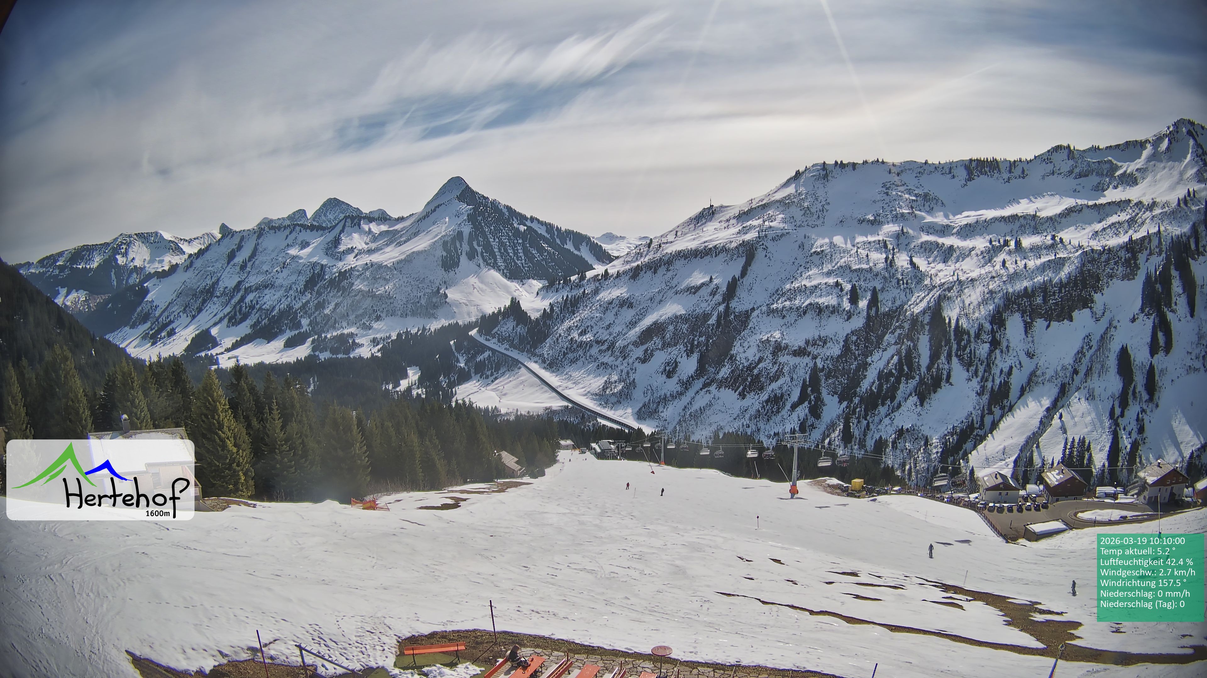 Archived image Webcam Damüls: View from Hertehof