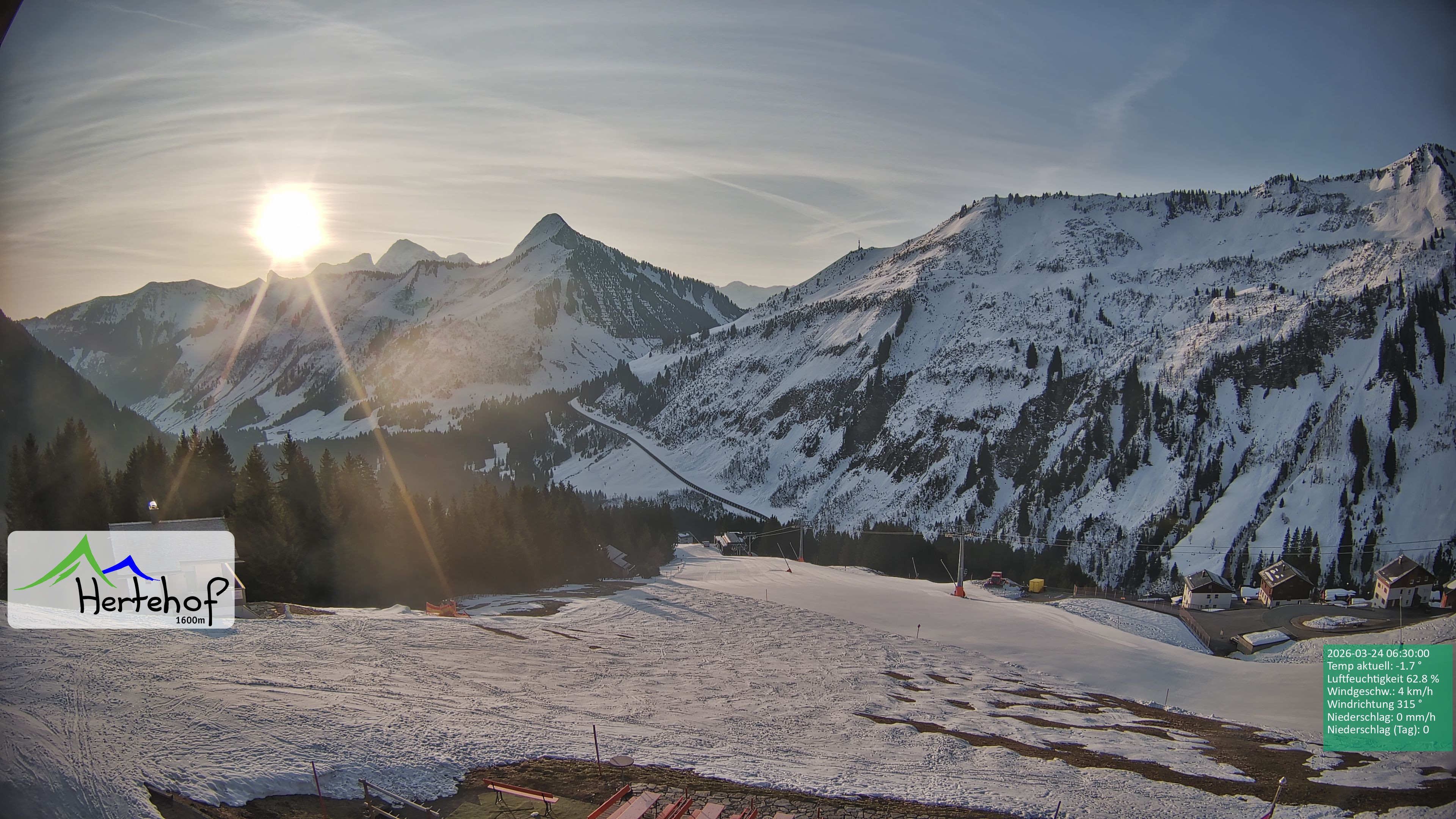 Archiv Foto Webcam Damüls: Blick vom Hertehof