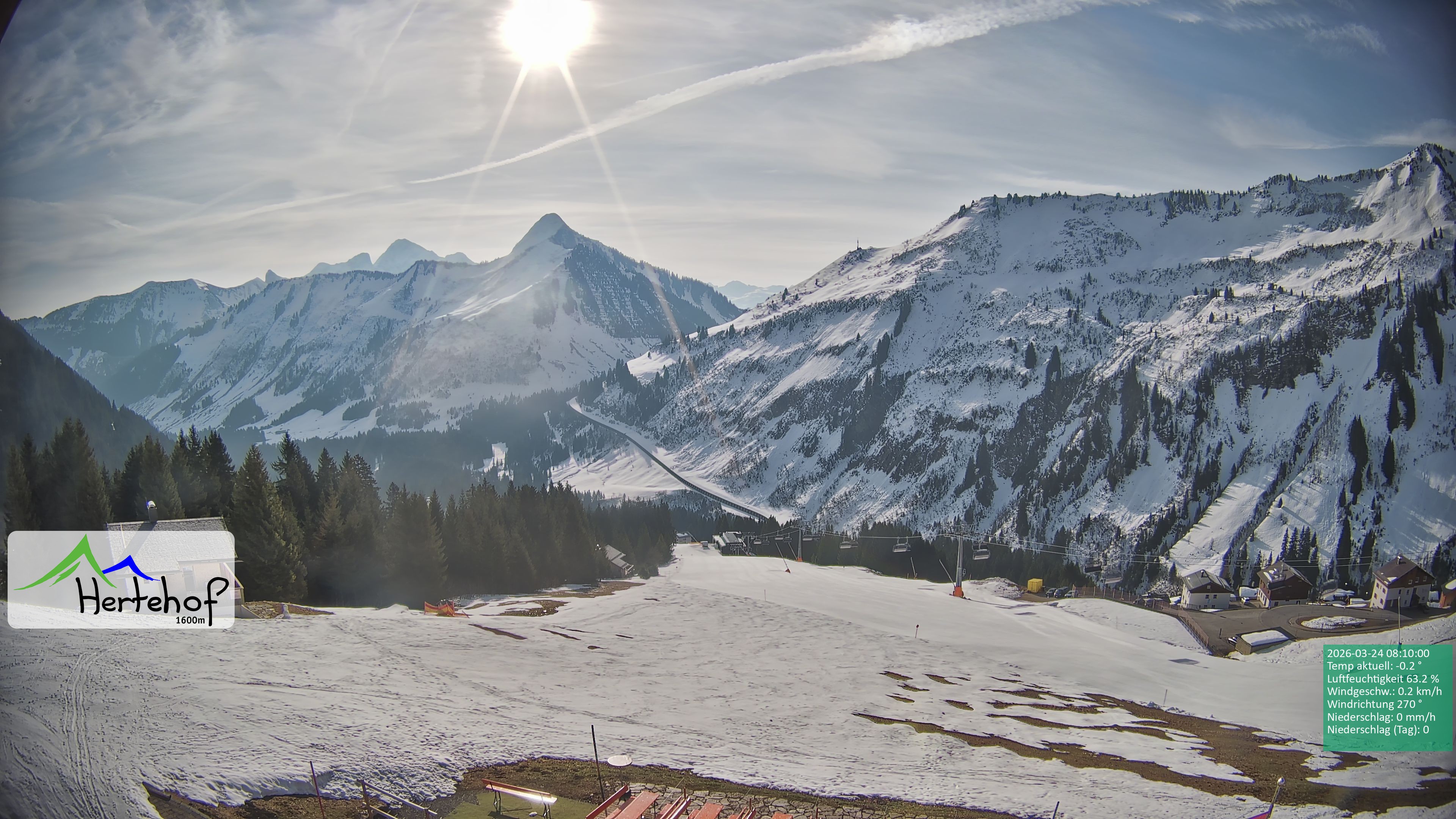 Archiv Foto Webcam Damüls: Blick vom Hertehof