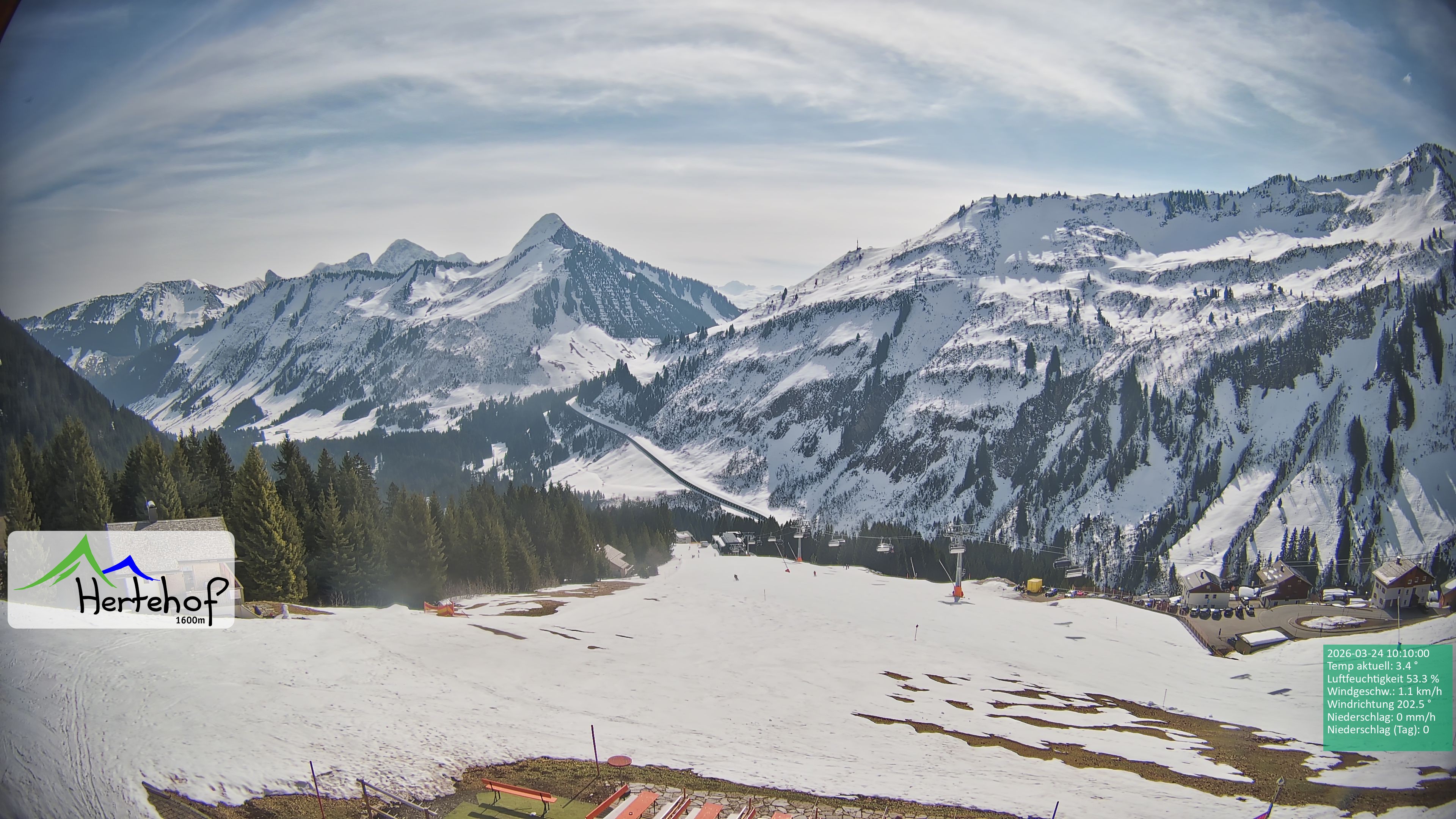 Archiv Foto Webcam Damüls: Blick vom Hertehof