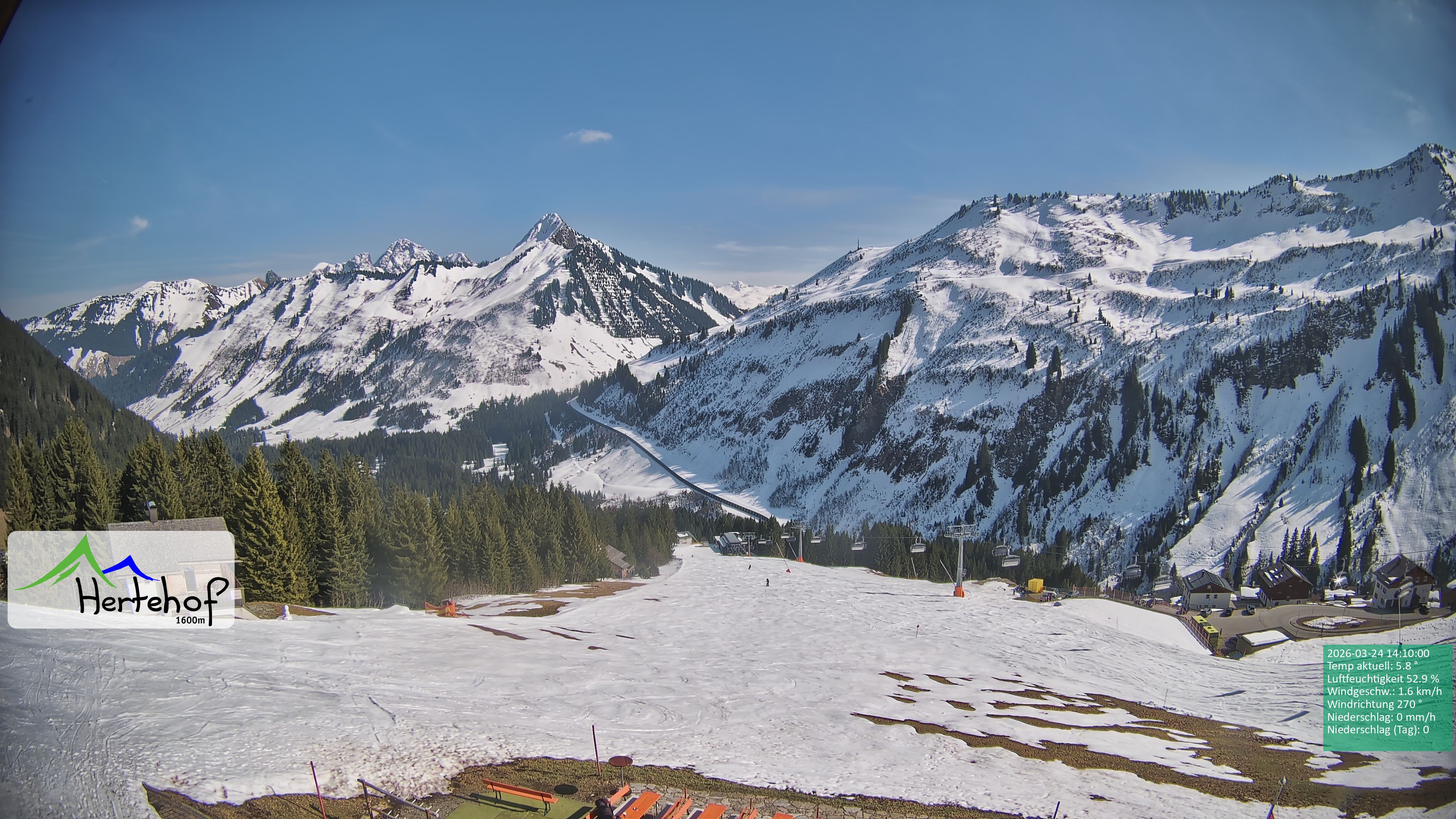 Archiv Foto Webcam Damüls: Blick vom Hertehof