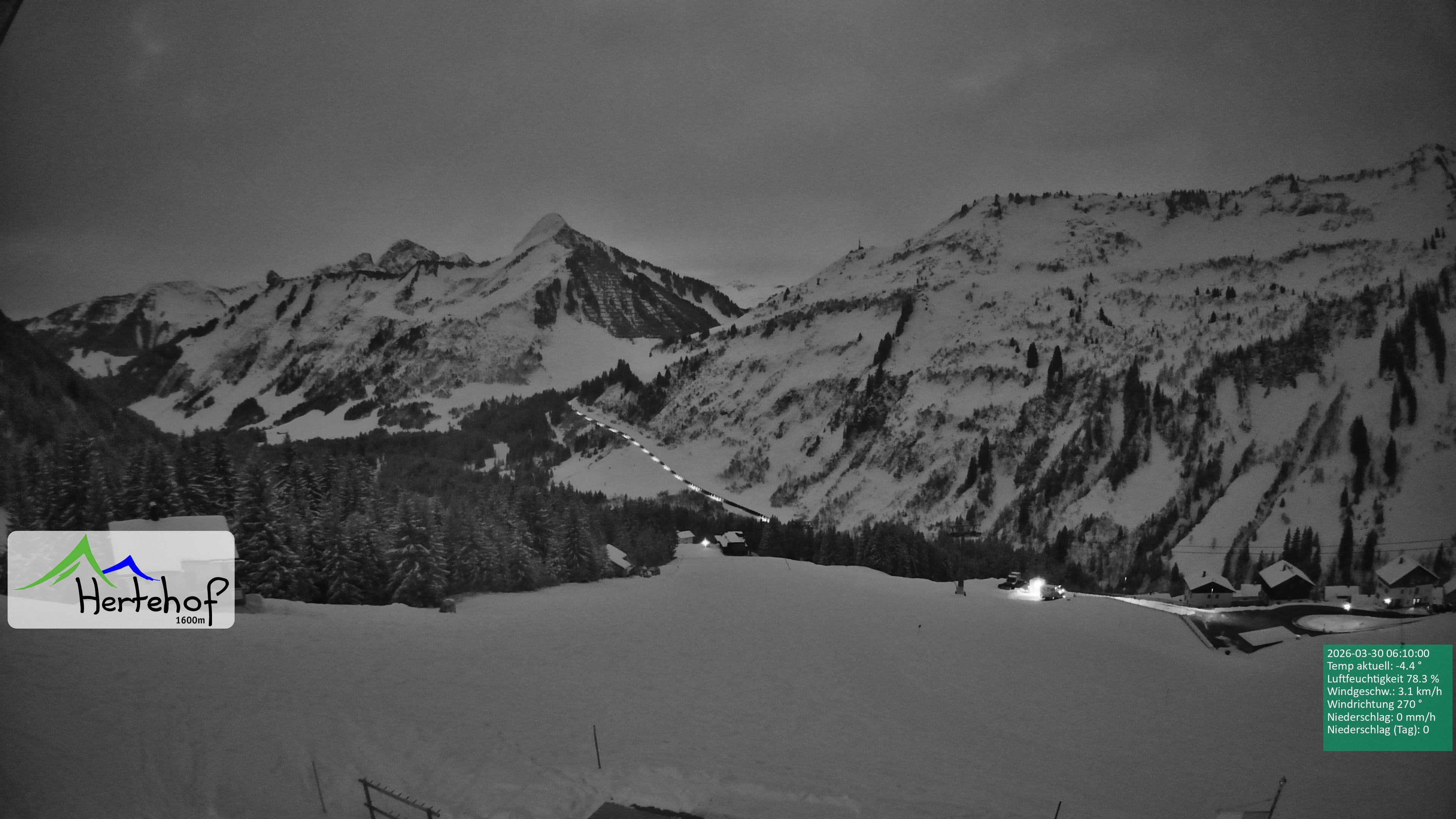 Archiv Foto Webcam Damüls: Blick vom Hertehof