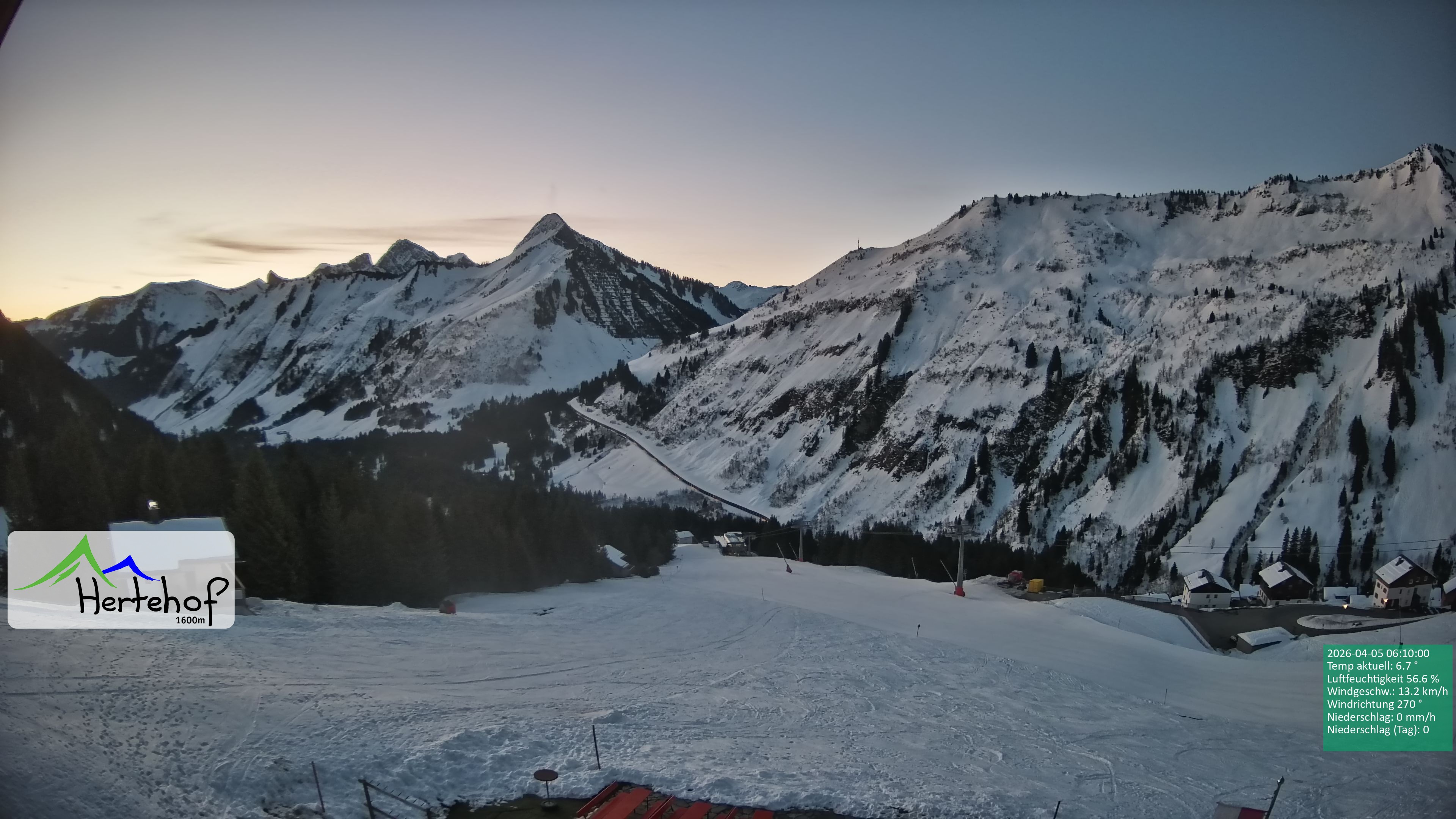 Archiv Foto Webcam Damüls: Blick vom Hertehof