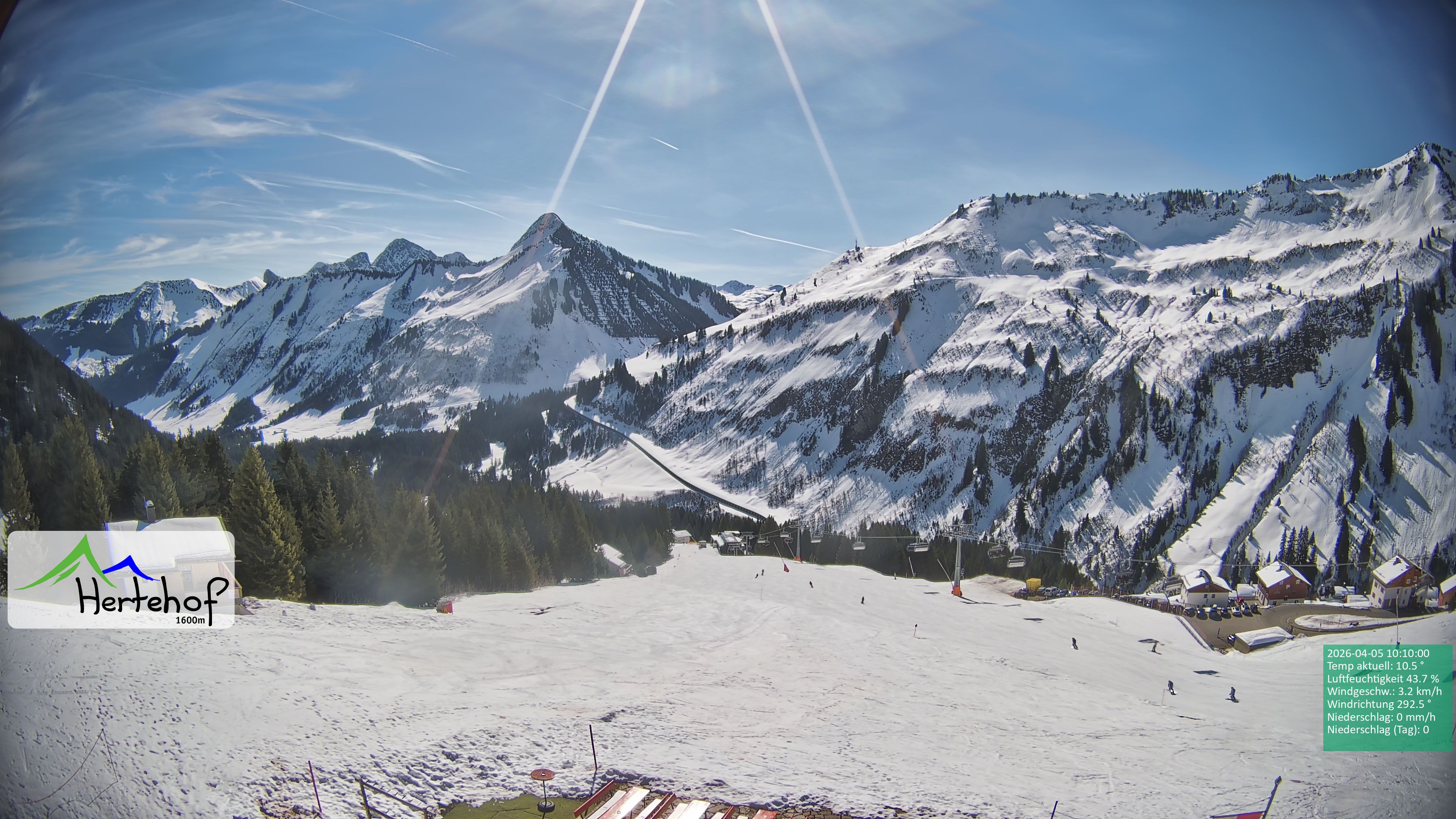 Archiv Foto Webcam Damüls: Blick vom Hertehof