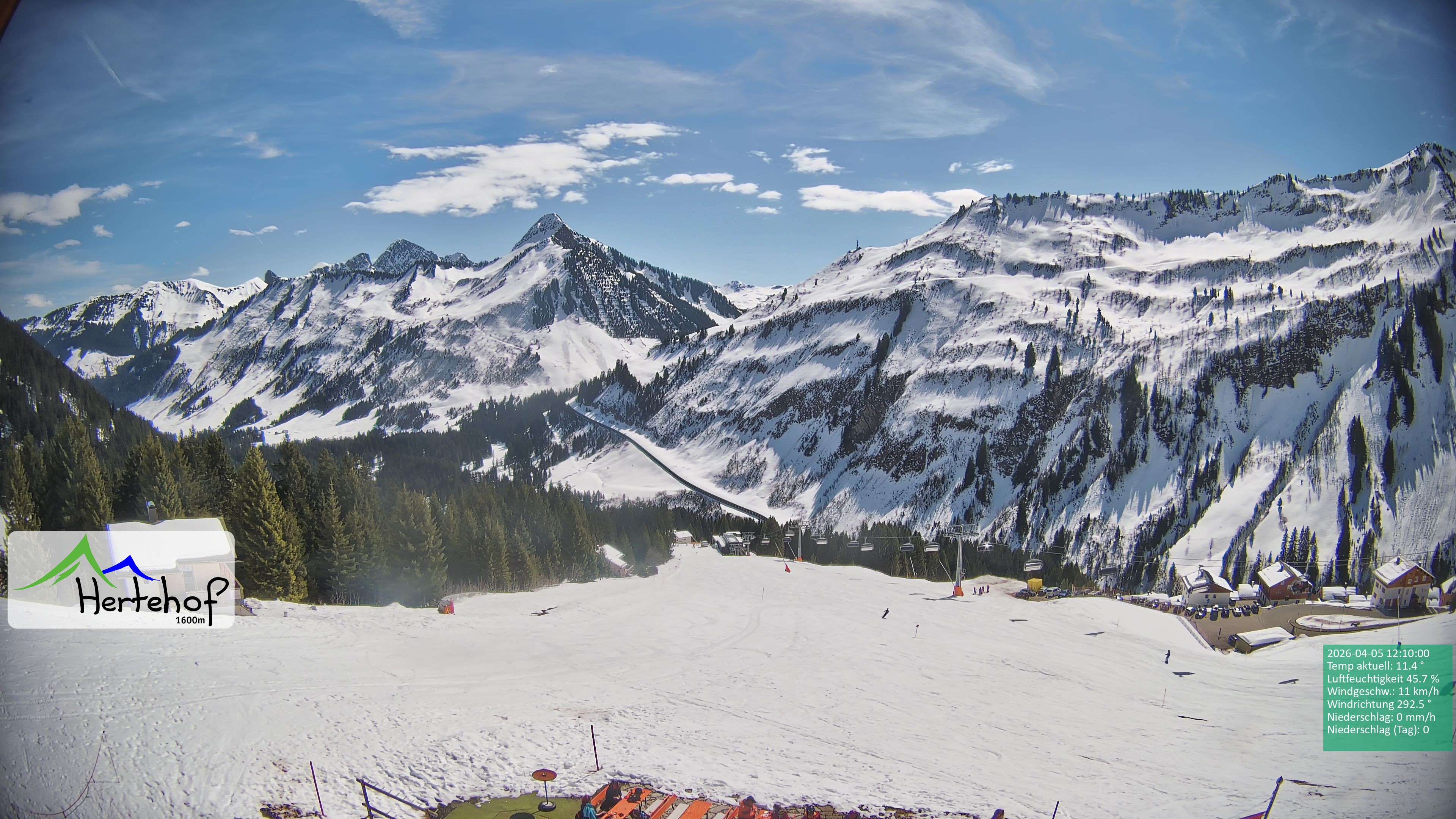 Archiv Foto Webcam Damüls: Blick vom Hertehof