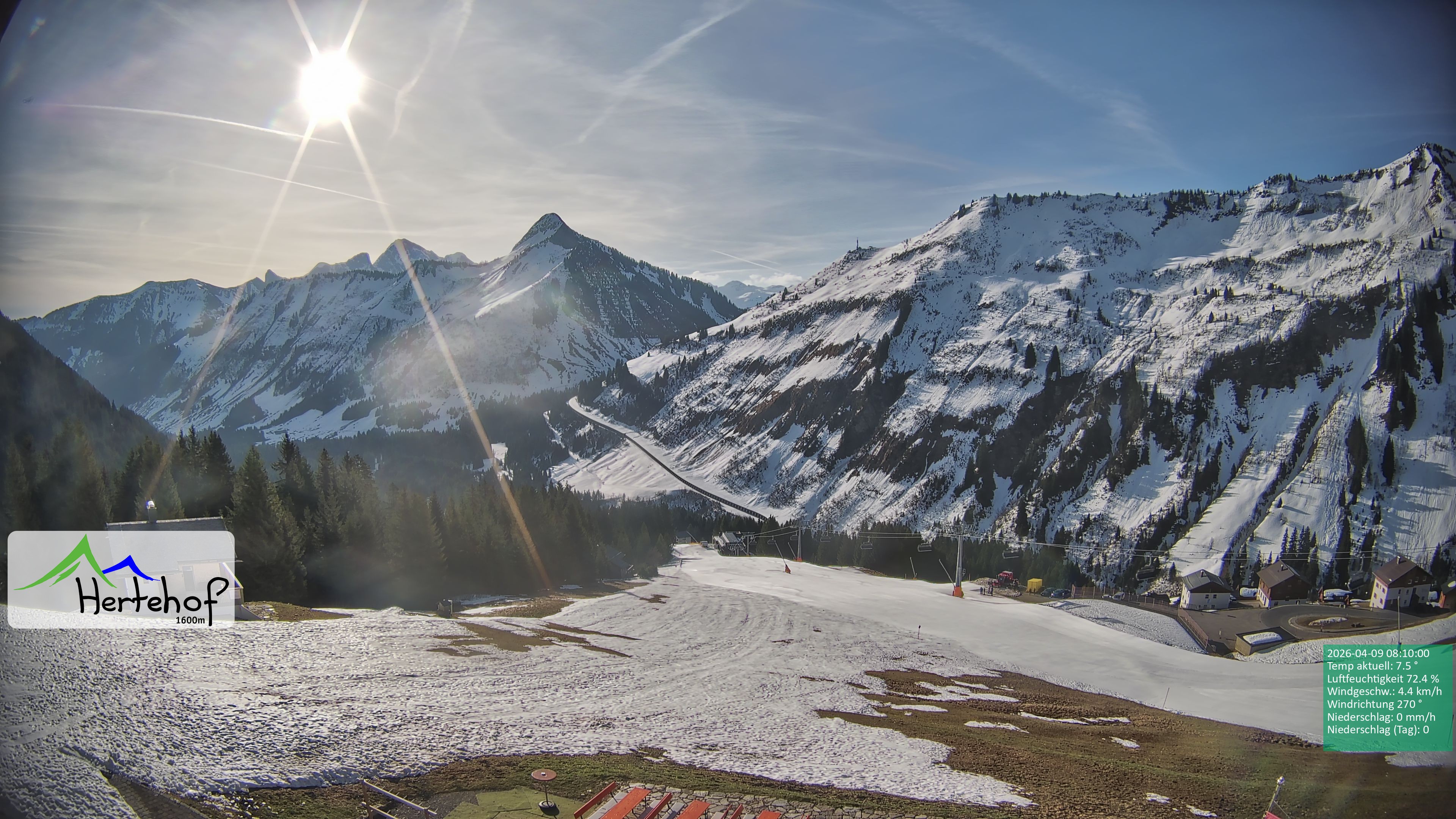 Archiv Foto Webcam Damüls: Blick vom Hertehof
