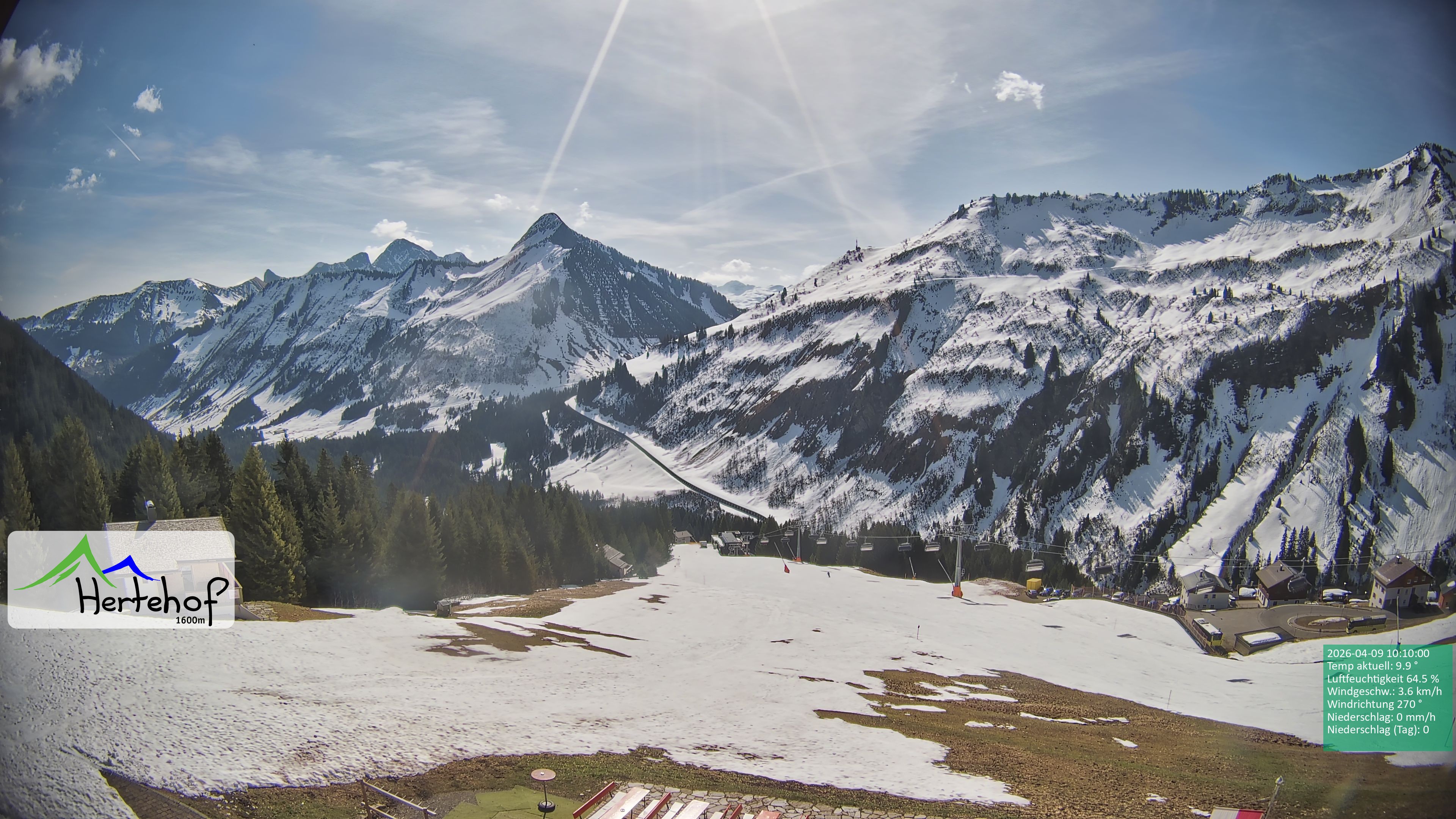 Archiv Foto Webcam Damüls: Blick vom Hertehof