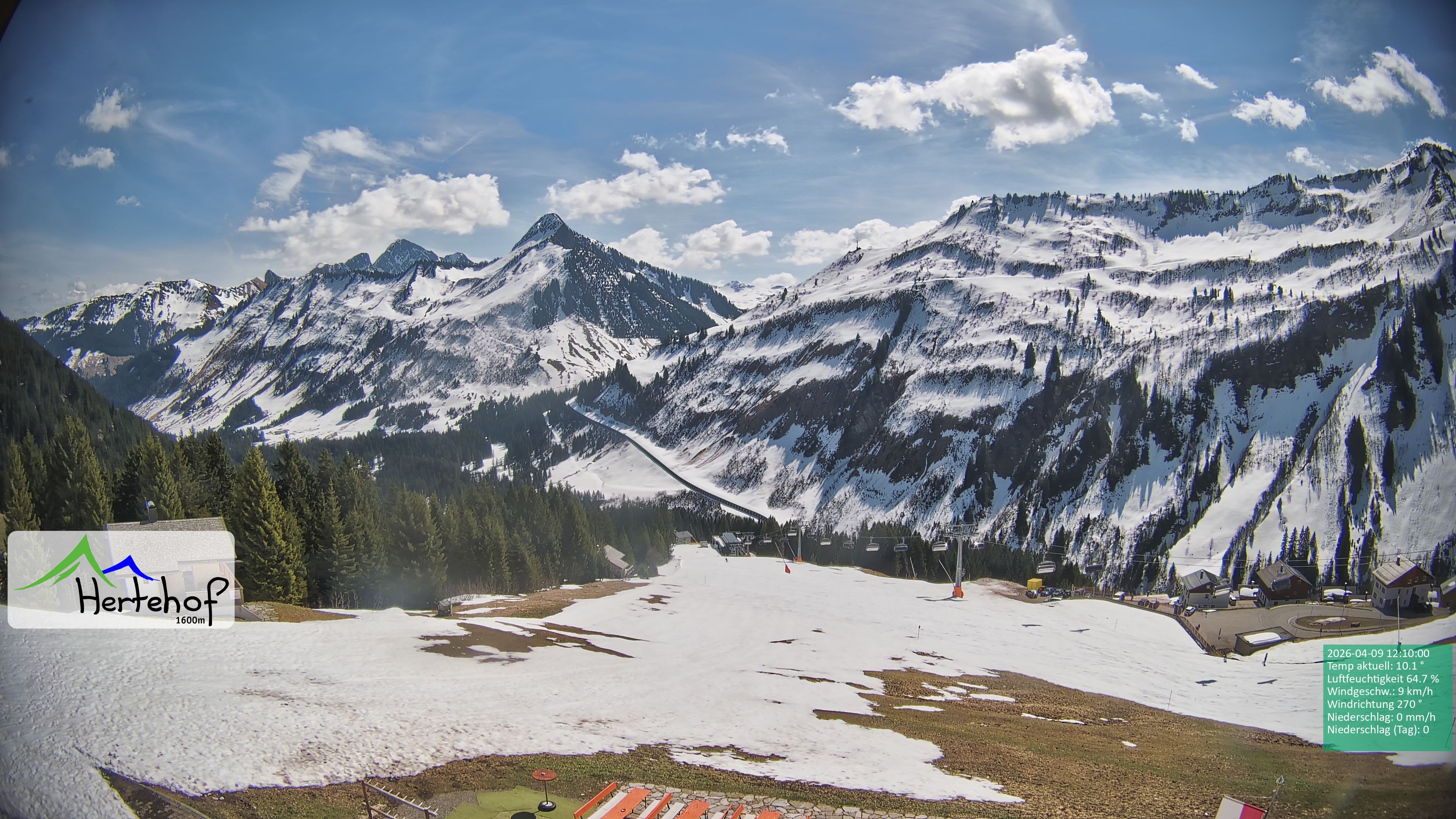 Archiv Foto Webcam Damüls: Blick vom Hertehof