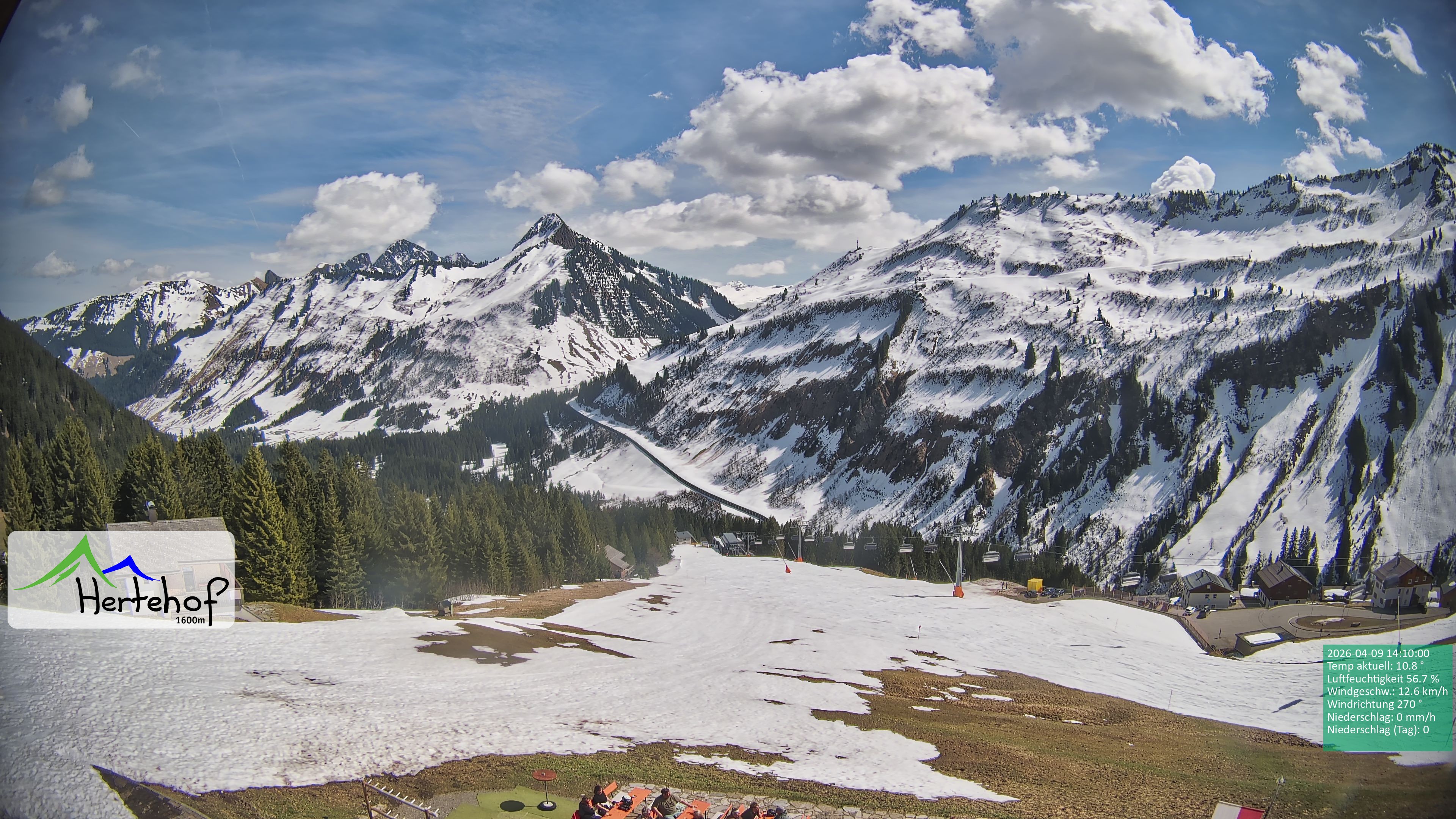 Archiv Foto Webcam Damüls: Blick vom Hertehof