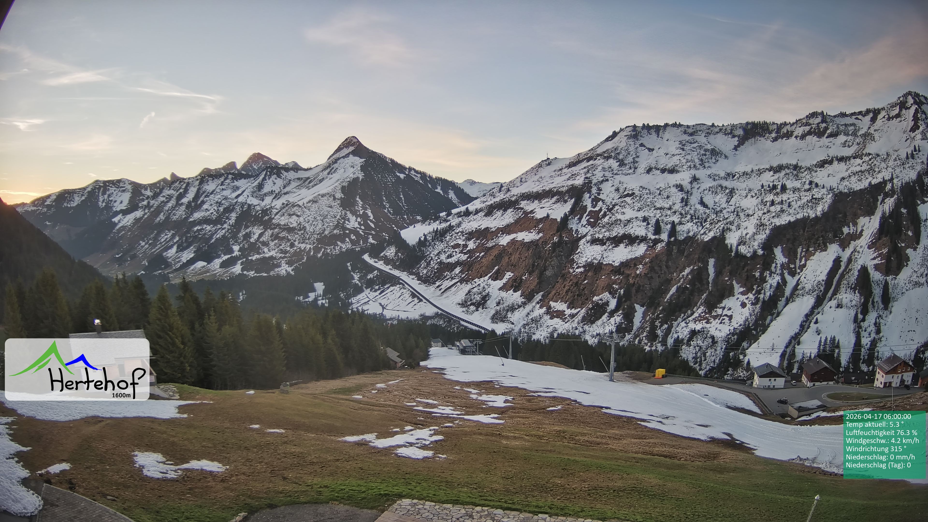 Archiv Foto Webcam Damüls: Blick vom Hertehof
