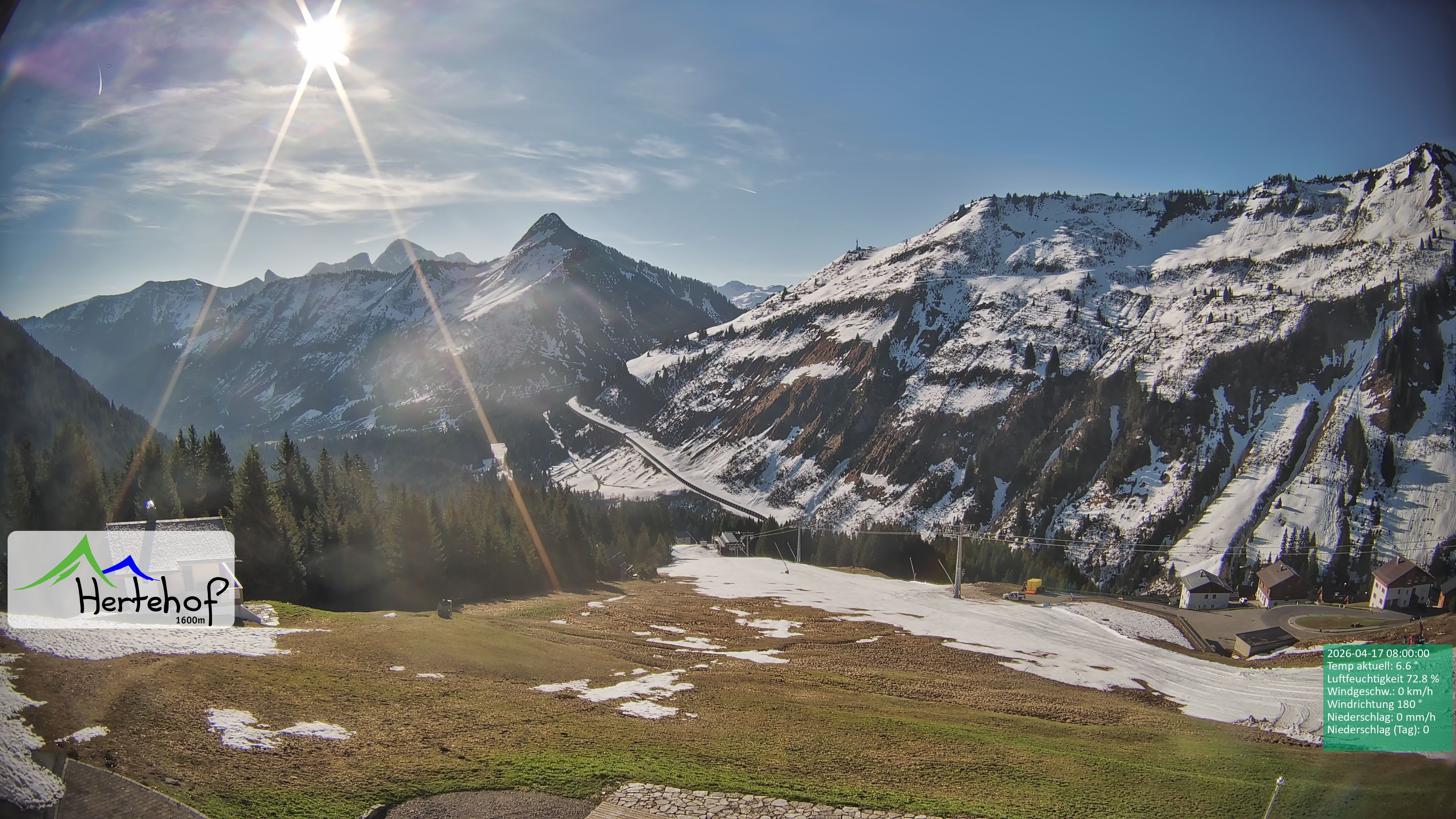 Archiv Foto Webcam Damüls: Blick vom Hertehof